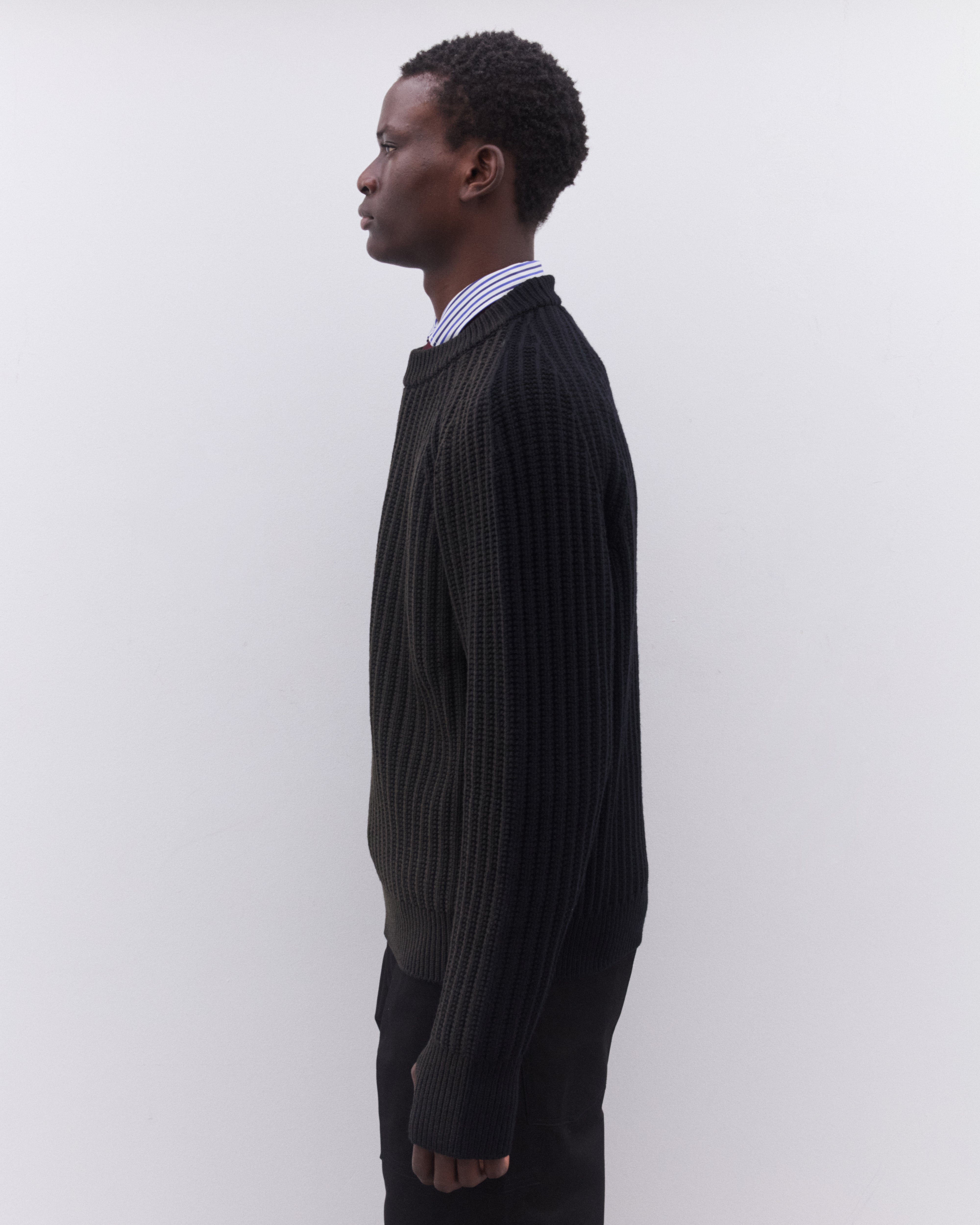 Junya Watanabe Man: Men's Heavy Rib Knit Sweater (Black) | DSMNY E