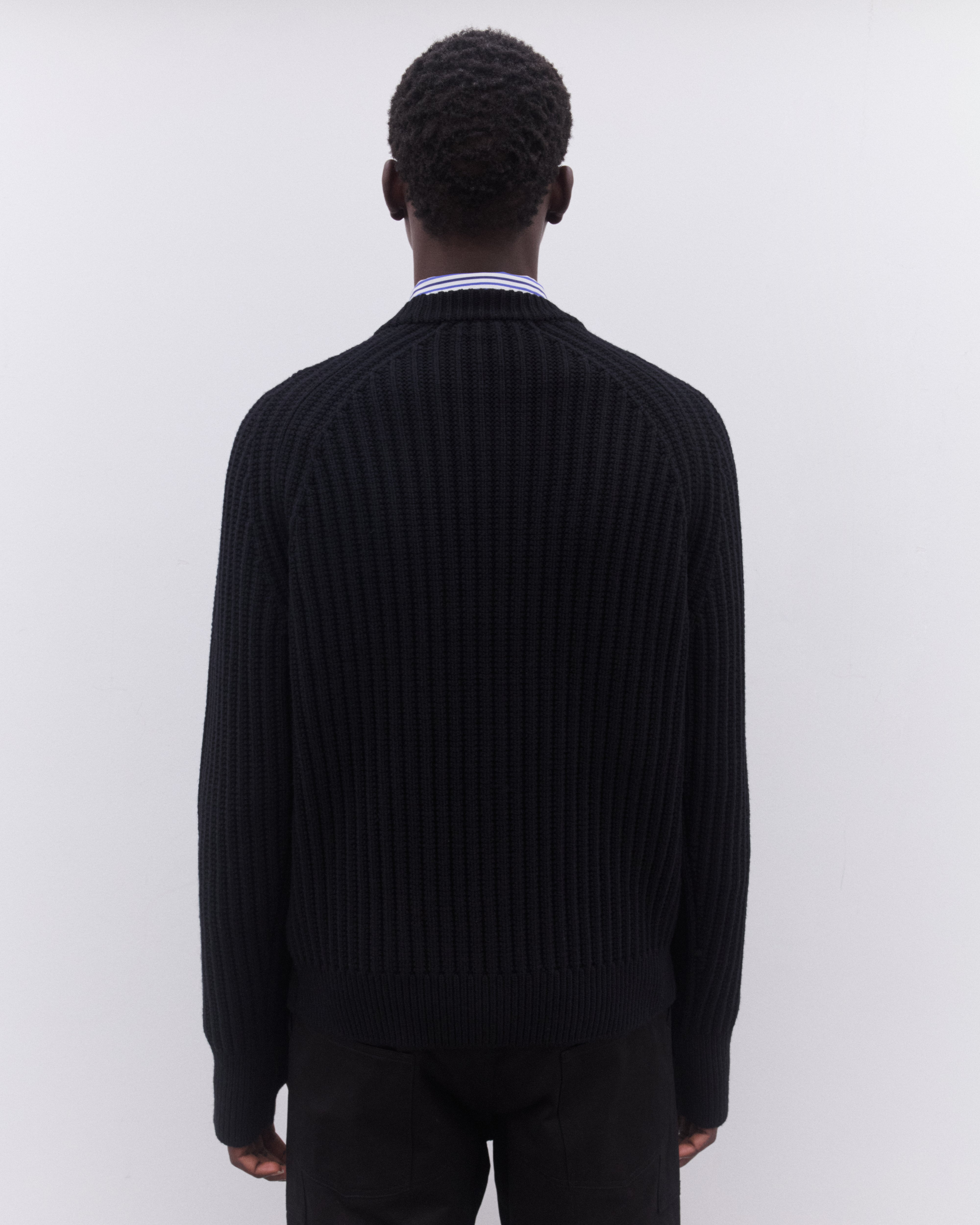 Junya Watanabe Man: Men's Heavy Rib Knit Sweater (Black) | DSMNY E