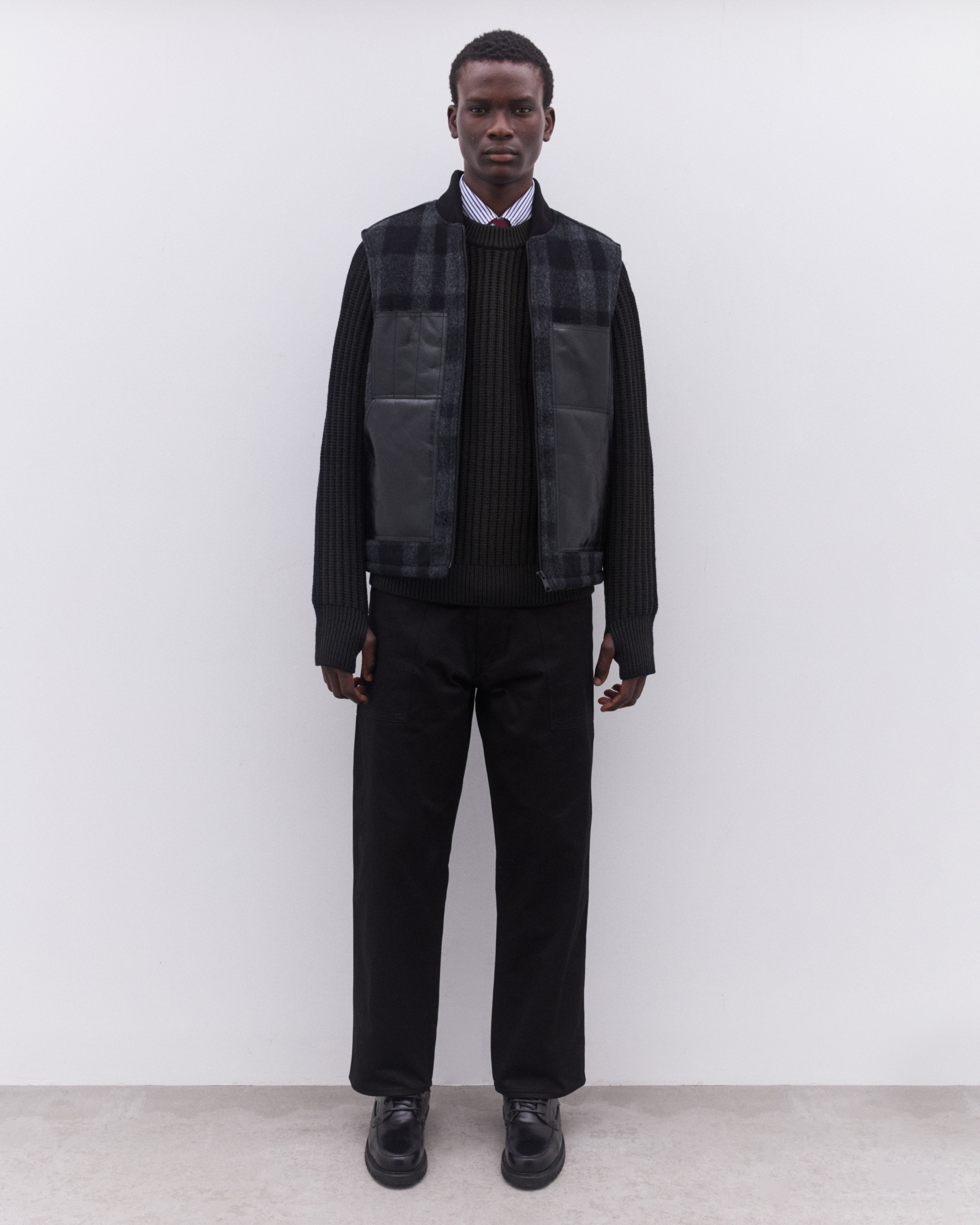 Junya Watanabe Man: Men's Heavy Rib Knit Sweater (Black) | DSMNY E