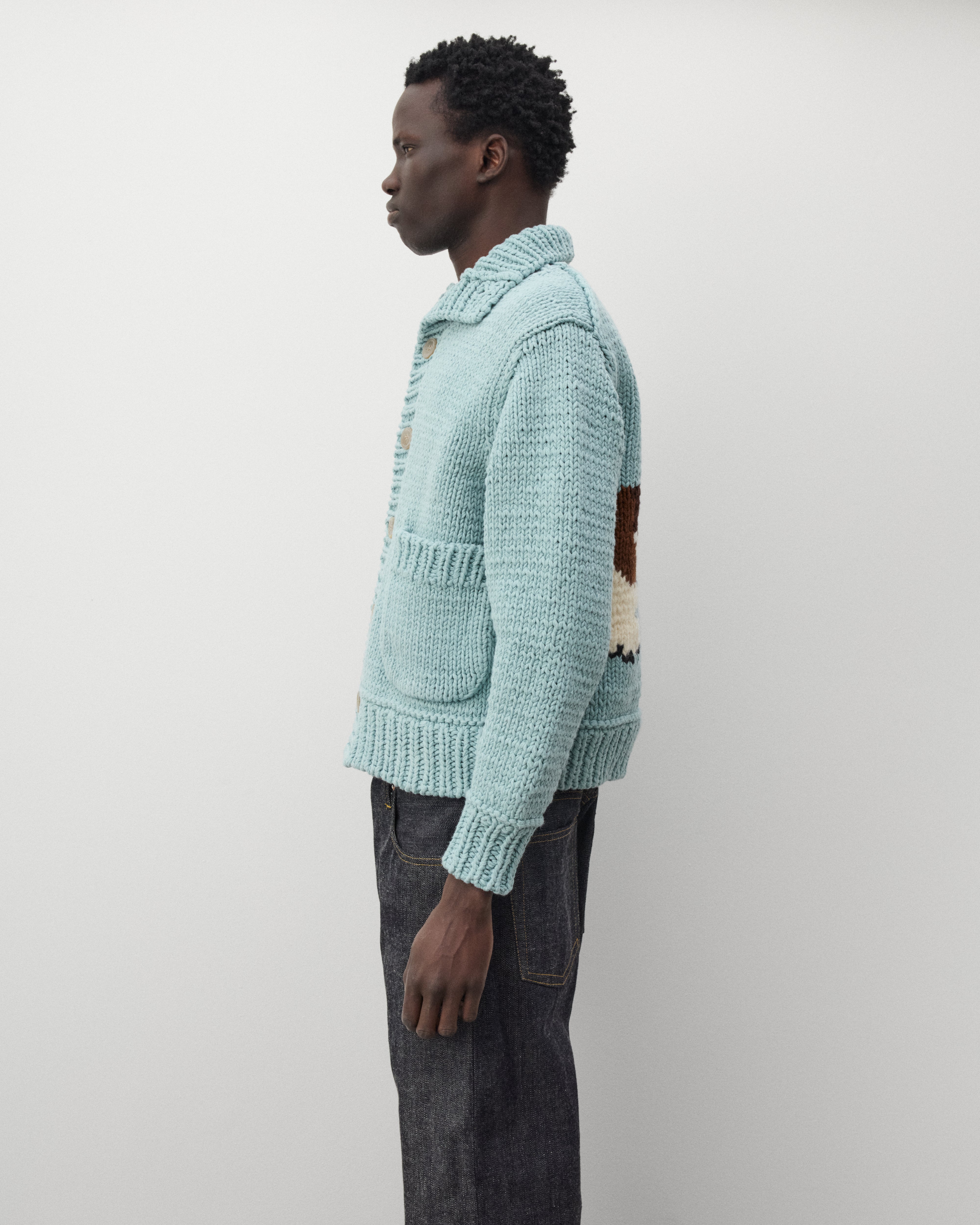 Junya Watanabe Man: Men's Dog Cardigan (Sax Blue) | DSMNY E-SHOP