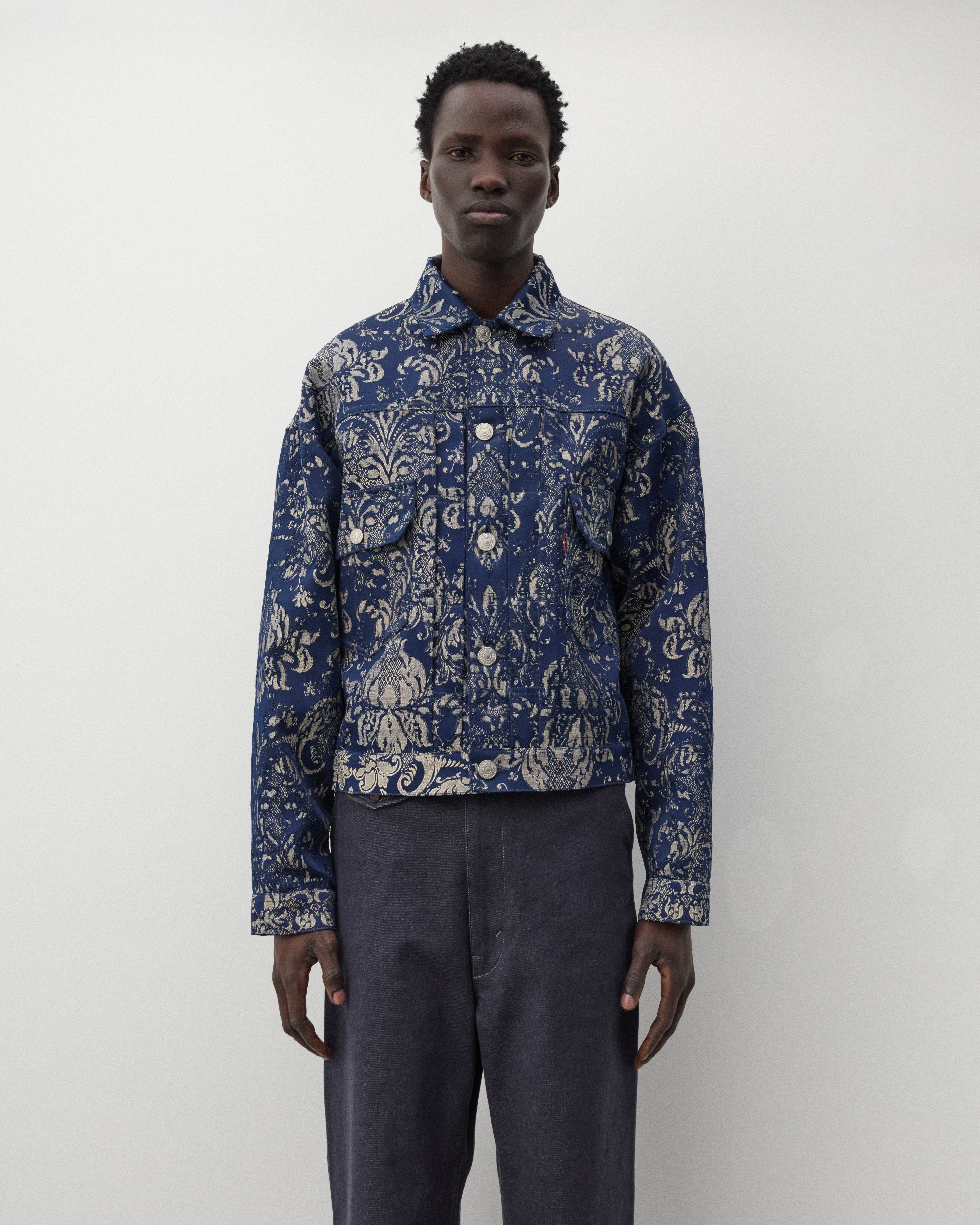 Junya Watanabe Man: Men's Levi's Jacquard Jacket (Navy/Beige