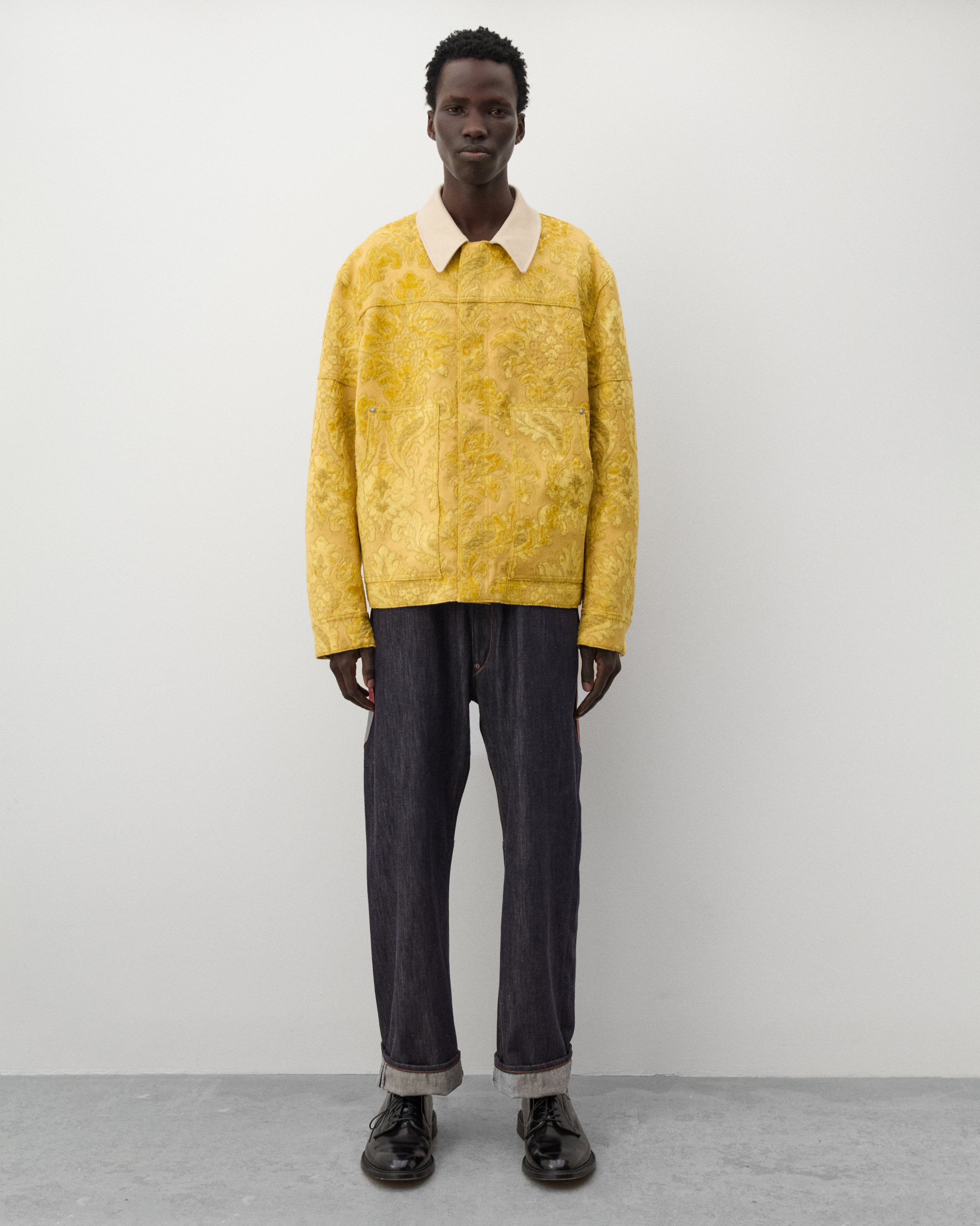 Junya Watanabe Man: Men's Floral Pattern Jacket (Yellow) | DSMNY E