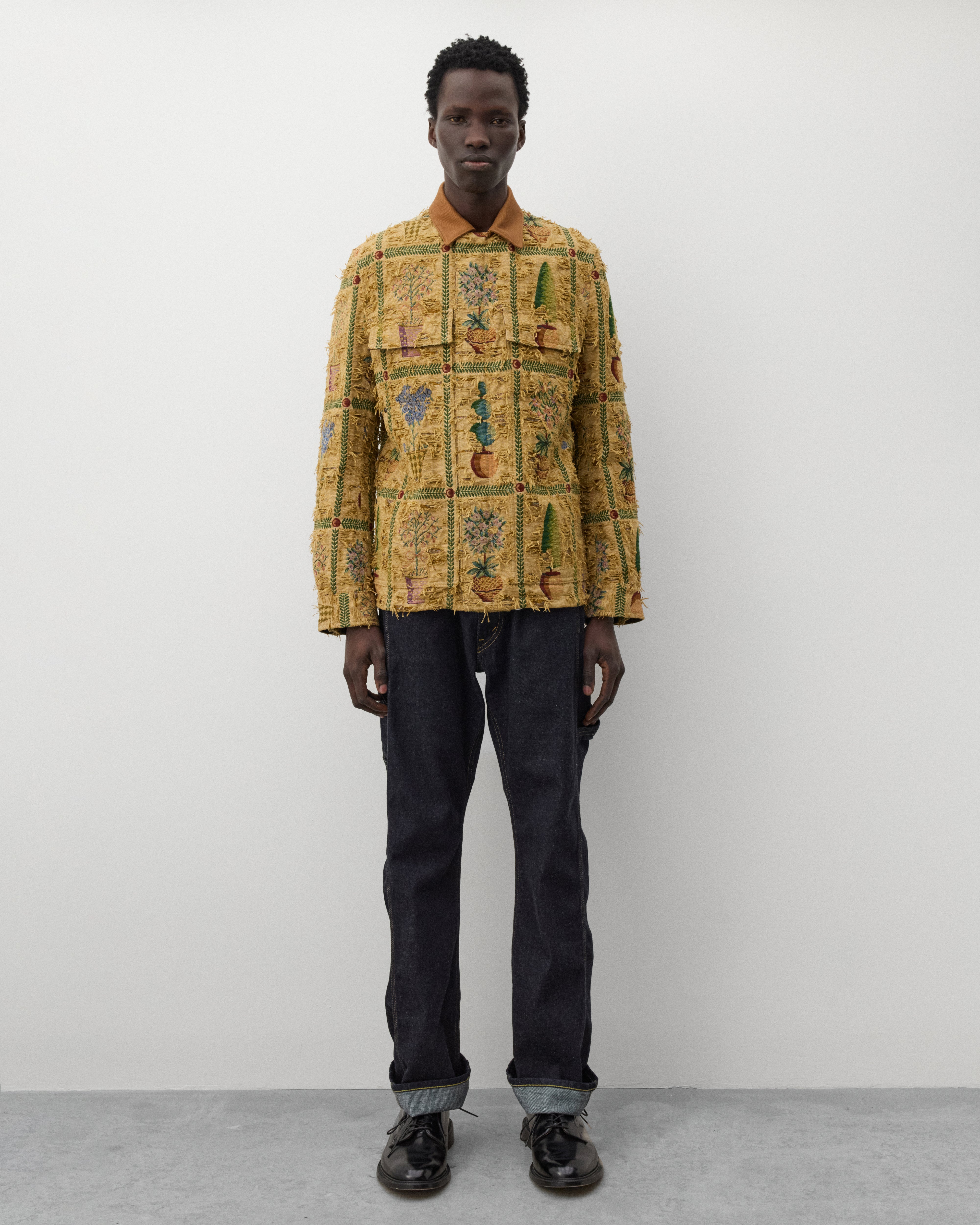 Junya Watanabe Man: Men's Plant Pot Tapestry Jacket (Brown