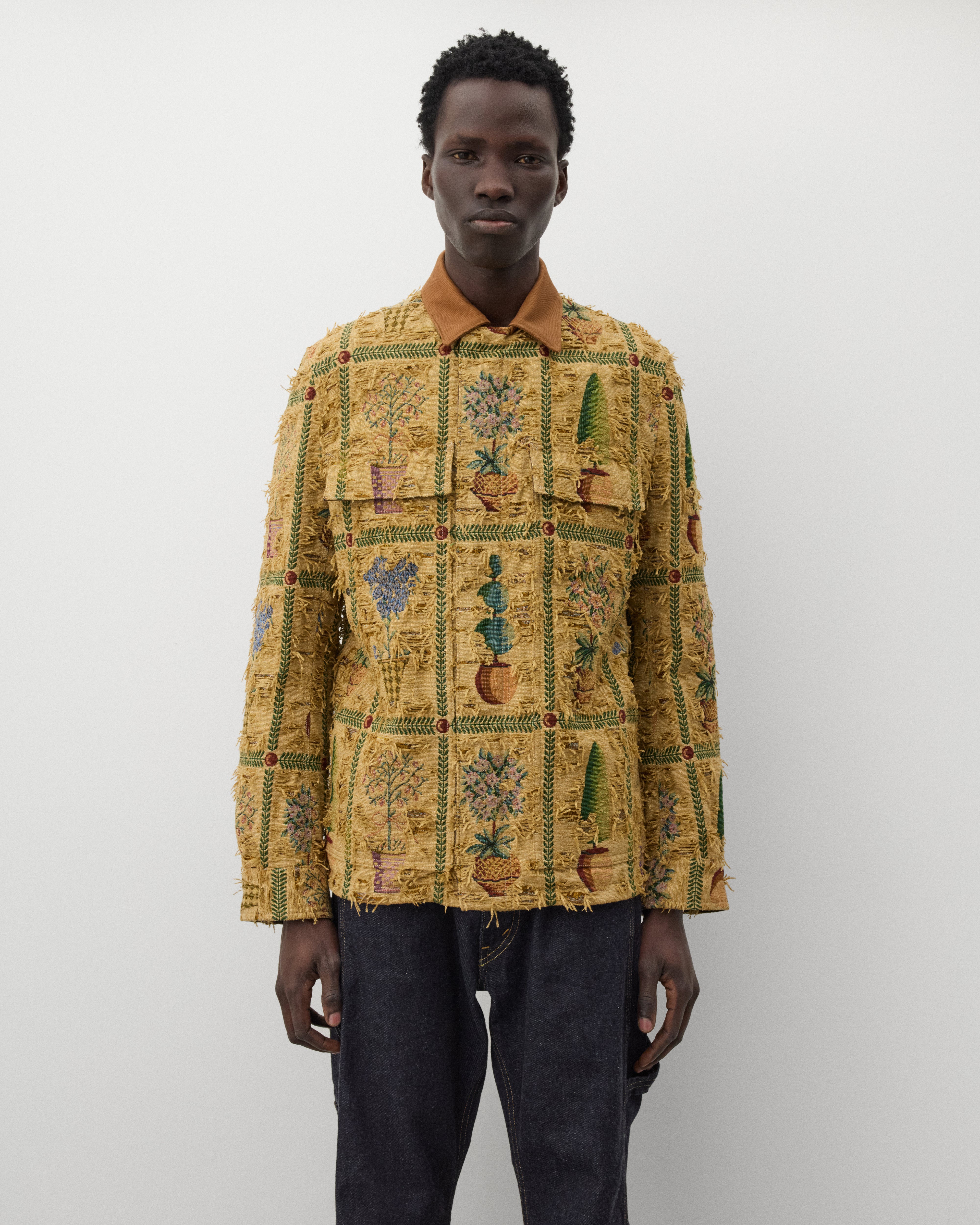 Junya Watanabe Man: Men's Plant Pot Tapestry Jacket (Brown