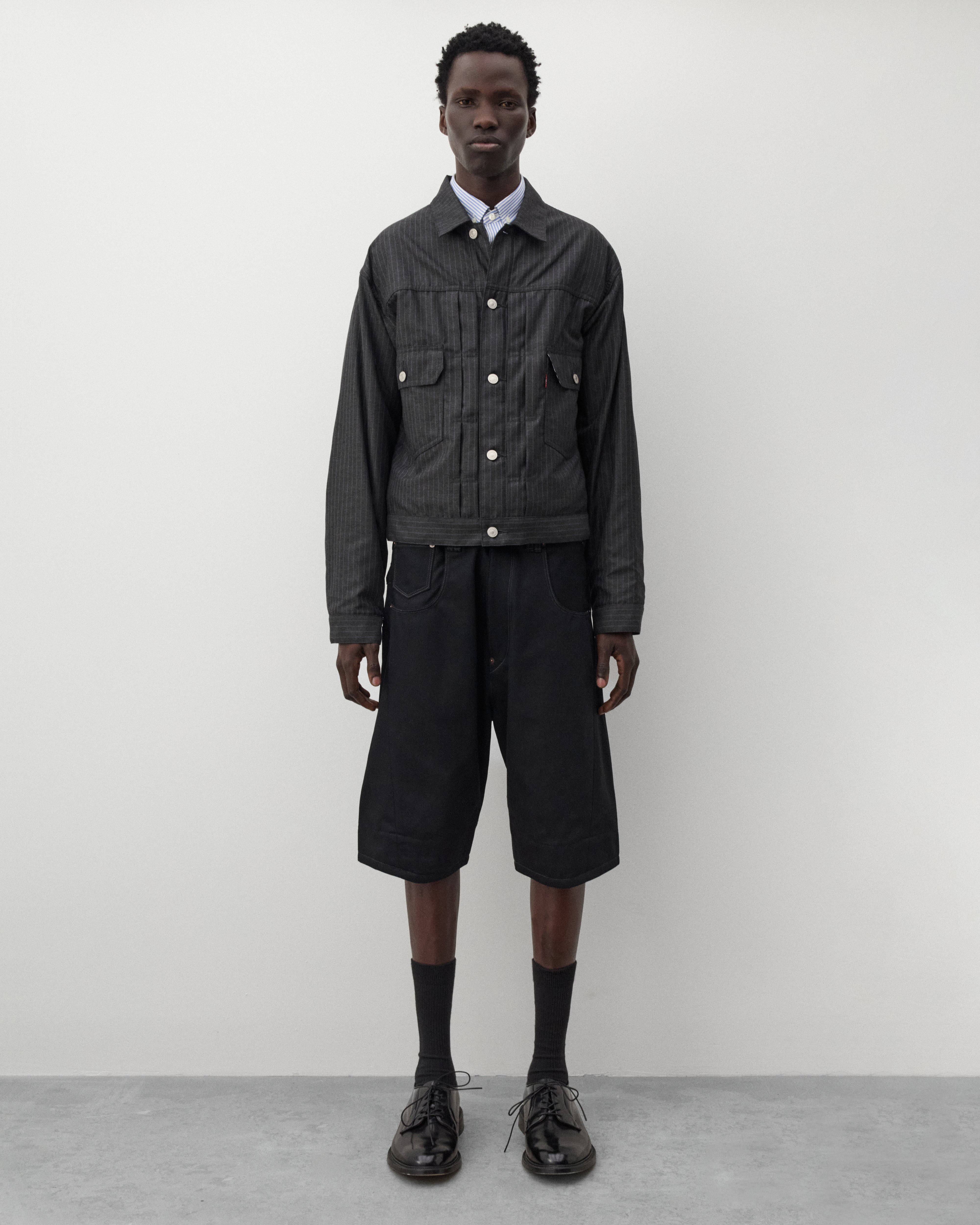 Junya Watanabe Man: Men's Levi's Type 2 Jacket (Black Pin Stripe