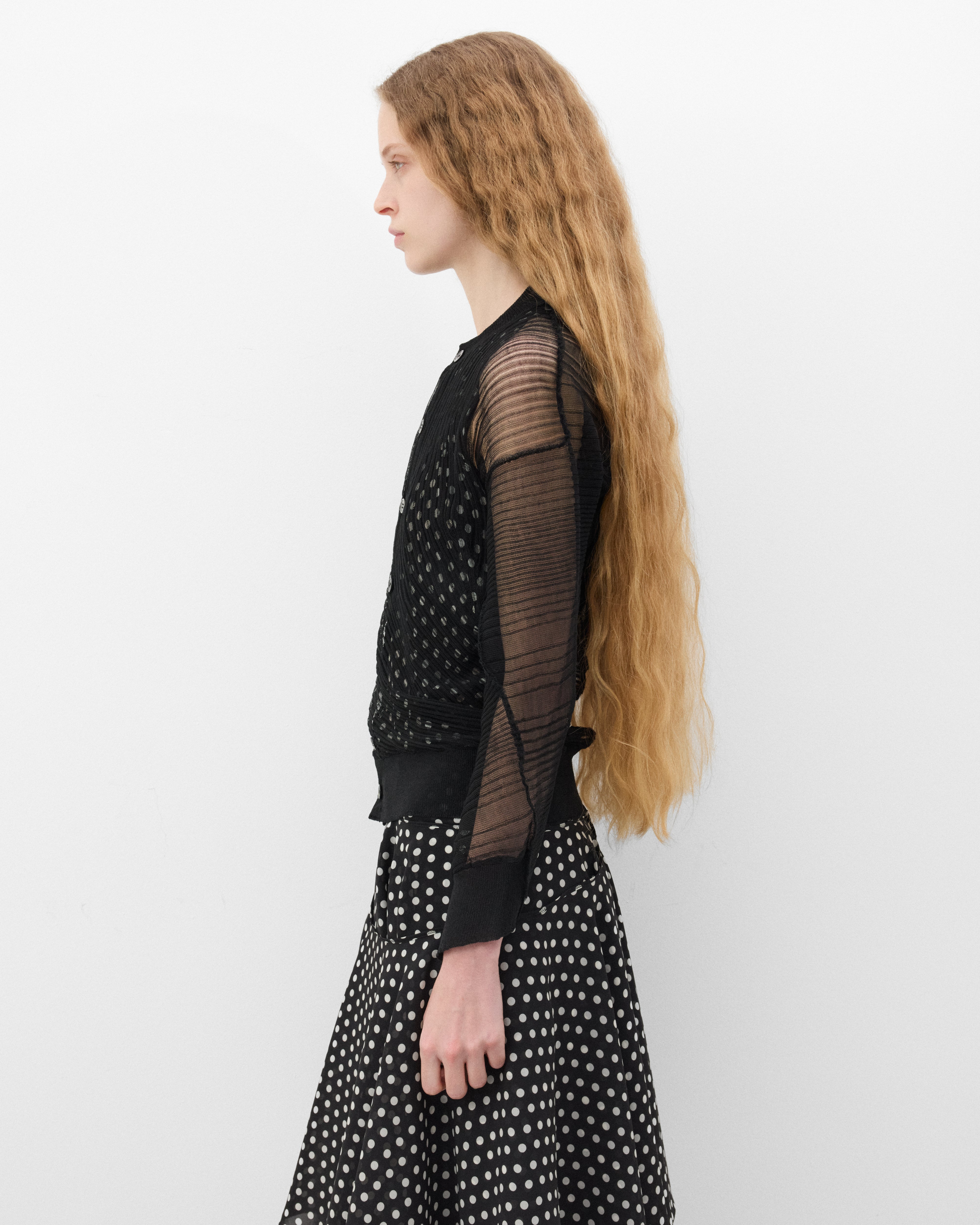 JUNYA WATANABE 変形シースルーカーディガン M Junya Watanabe: Women's Mesh Cardigan (Black) | DSMNY E-SHOP