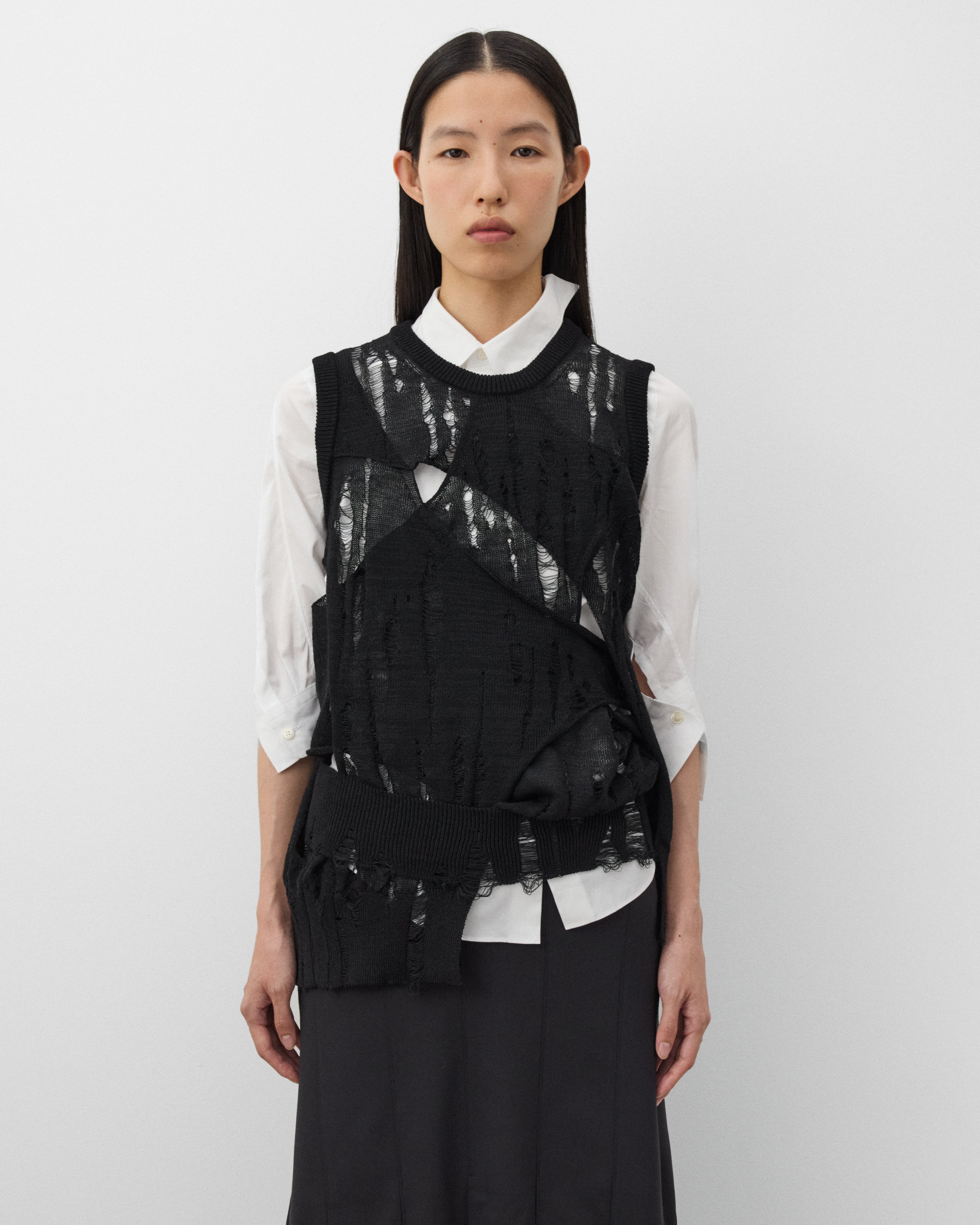 Junya Watanabe: Women's Distressed Vest (Black) | DSMNY E-SHOP
