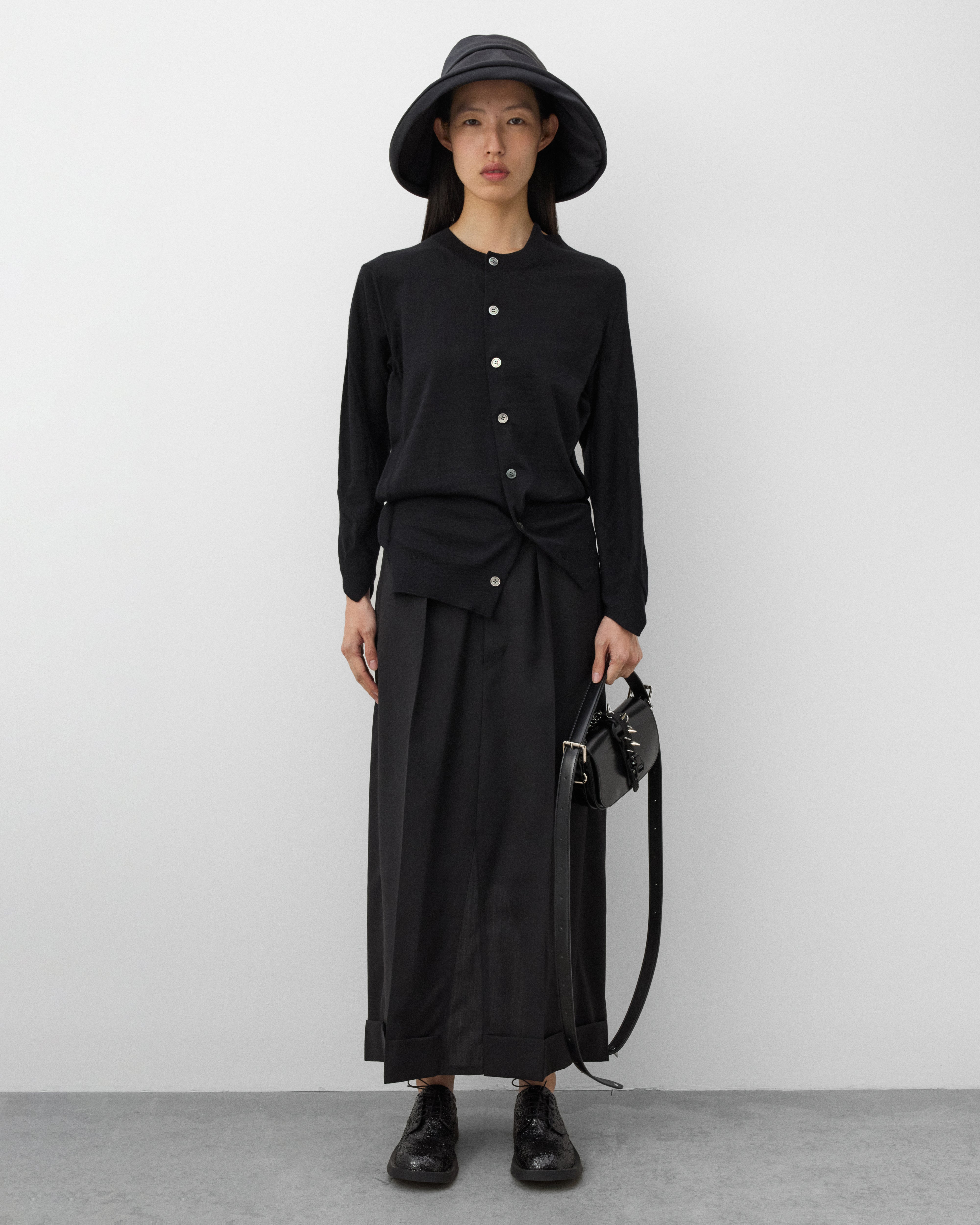 Junya Watanabe: Women's Asymmetric Knit Cardigan (Black) | DSMNY E
