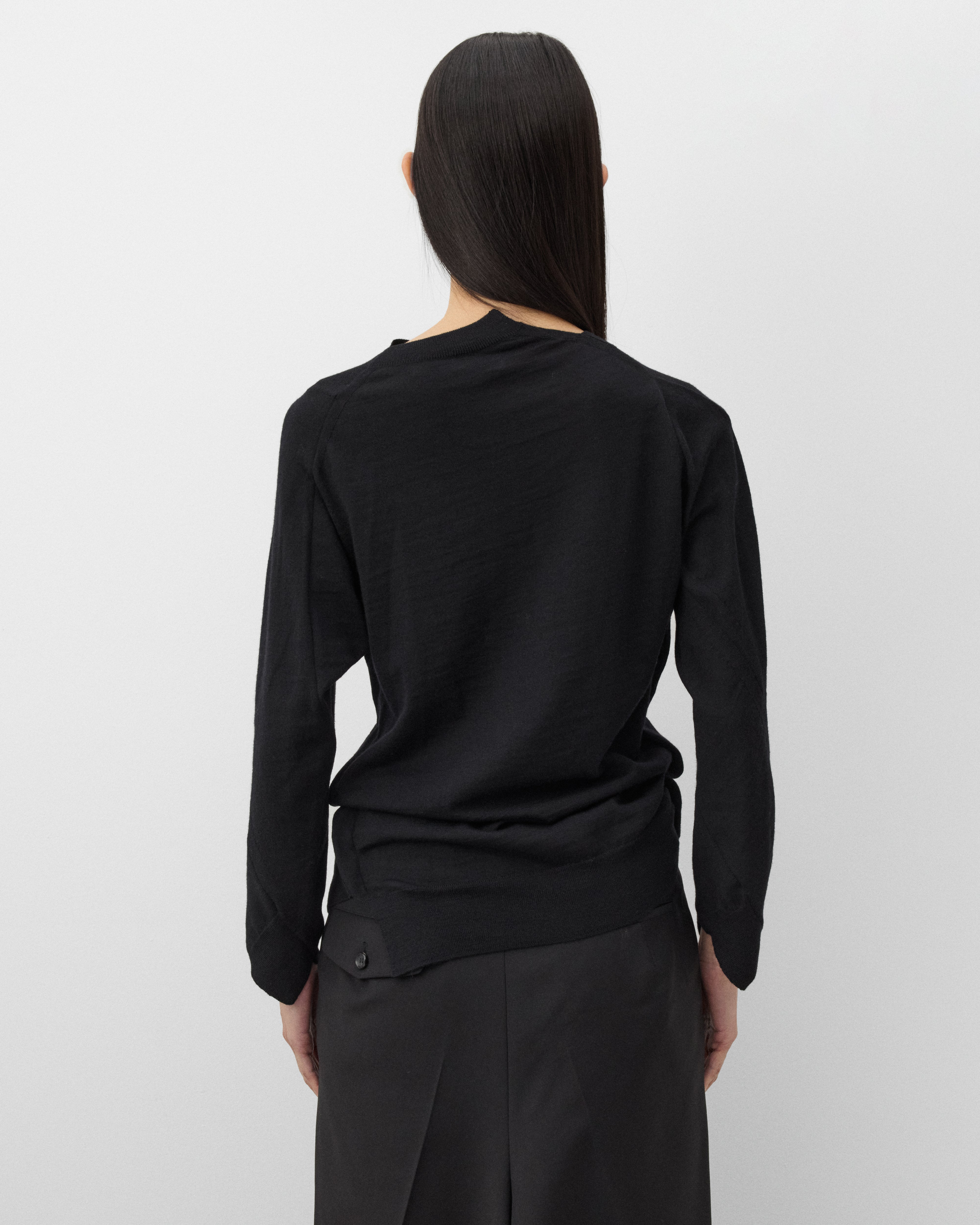 Junya Watanabe: Women's Asymmetric Knit Cardigan (Black) | DSMNY E