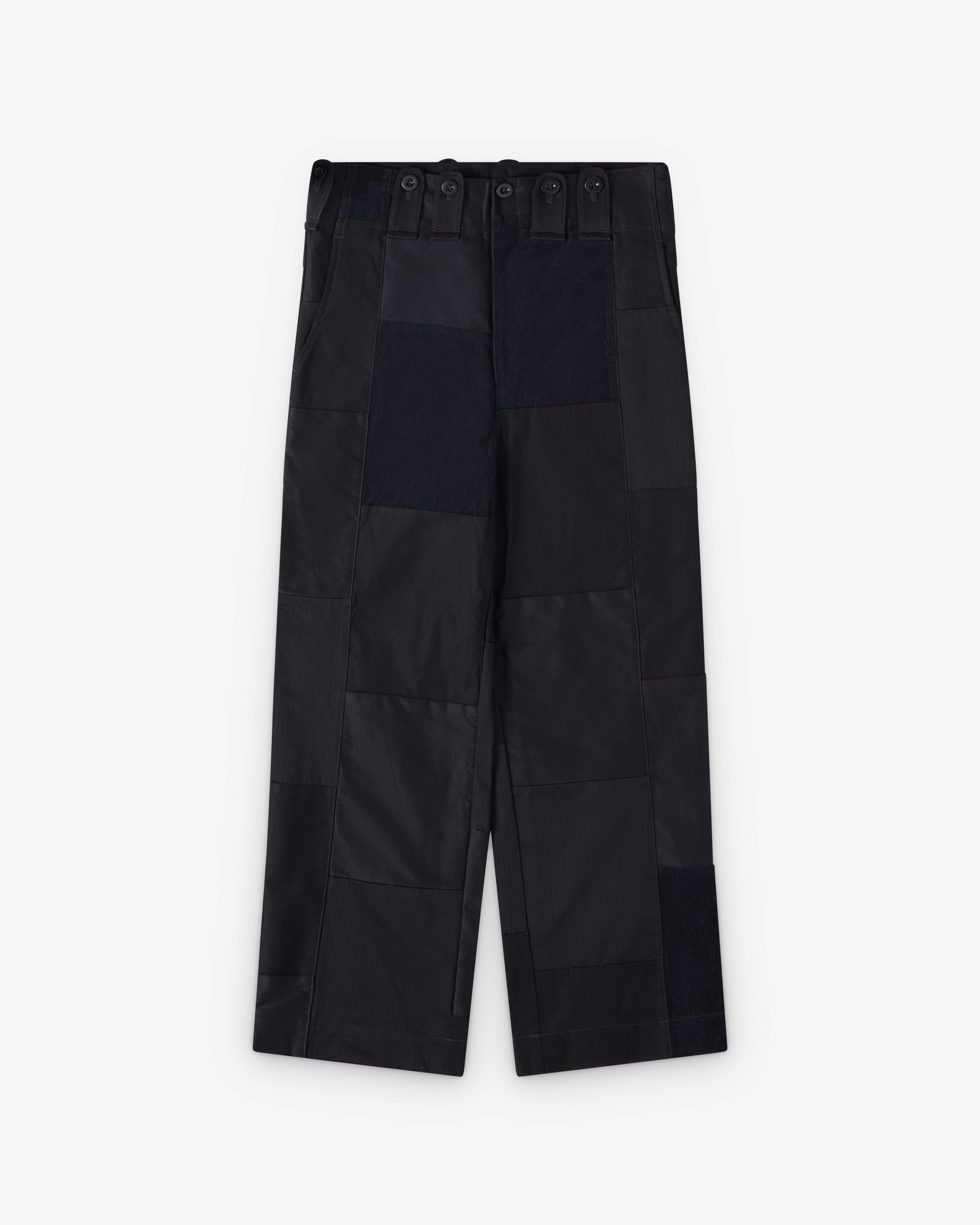 Junya Watanabe MAN: Men's Patchwork Trousers (Black) | DSMNY E-SHOP