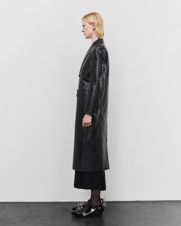 Junya Watanabe - Women Embossed Double Breasted Coat - (Black)