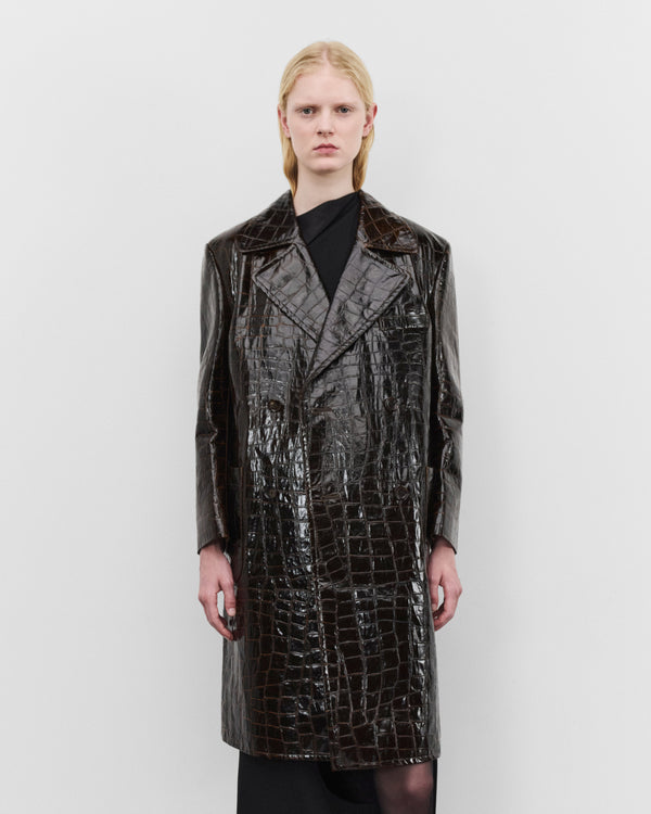 Junya Watanabe - Women's Embossed Double Breasted Coat - (Brown)
