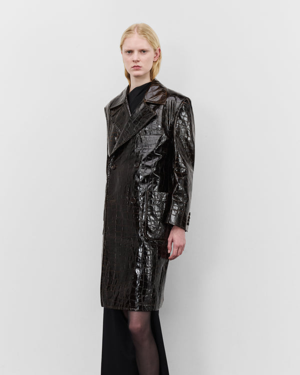 Junya Watanabe - Women's Embossed Double Breasted Coat - (Brown)