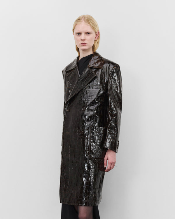 Junya Watanabe - Women's Embossed Double Breasted Coat - (Brown)