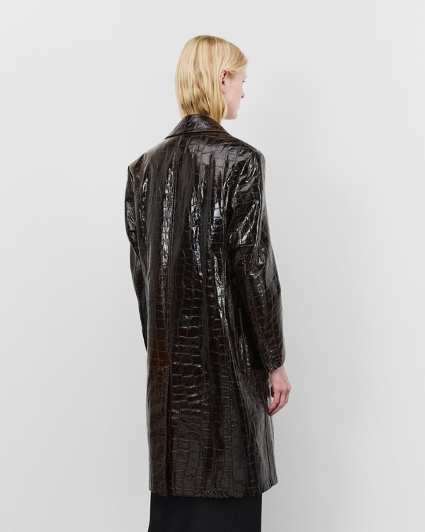Junya Watanabe - Women's Embossed Double Breasted Coat - (Brown)