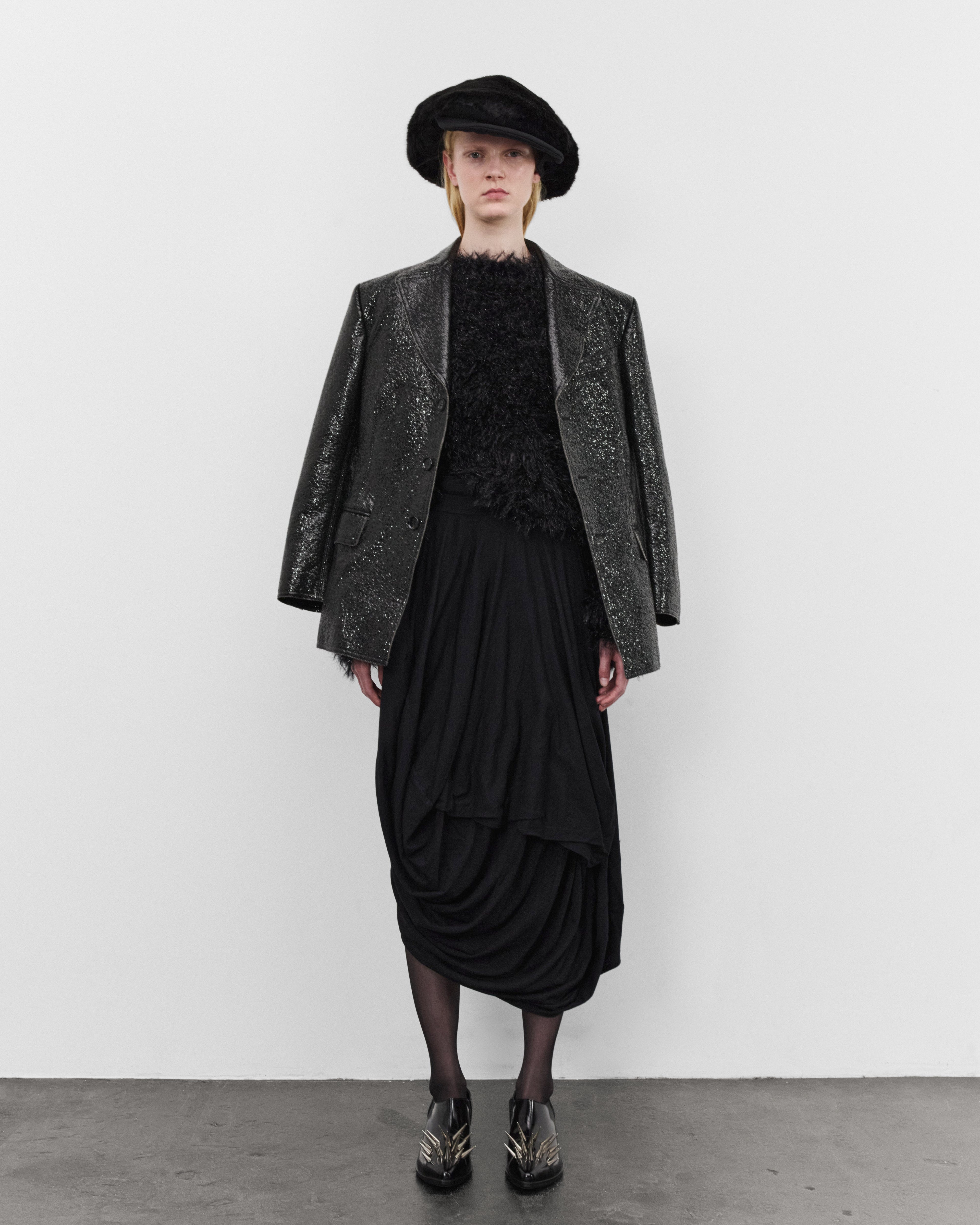 Junya Watanabe: Women's Cracked Faux Leather Jacket (Black