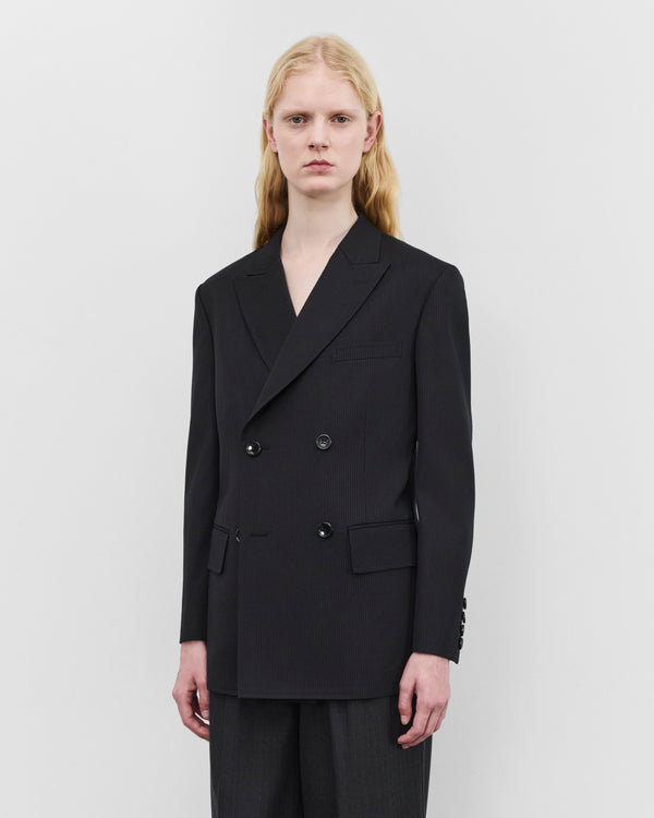 Junya Watanabe - Women's Double Breasted Blazer - (Black Pin Stripe)