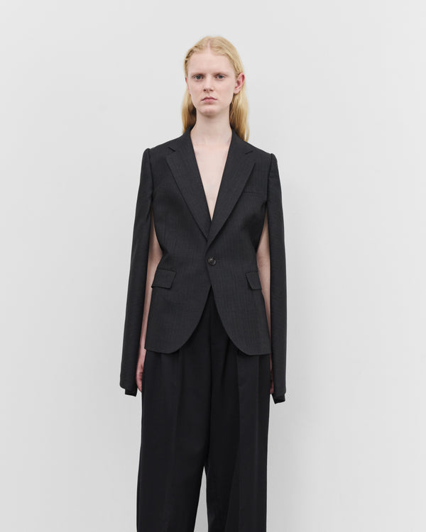 Junya Watanabe - Women's Single Breasted Blazer - (Charcoal Pin Stripe)