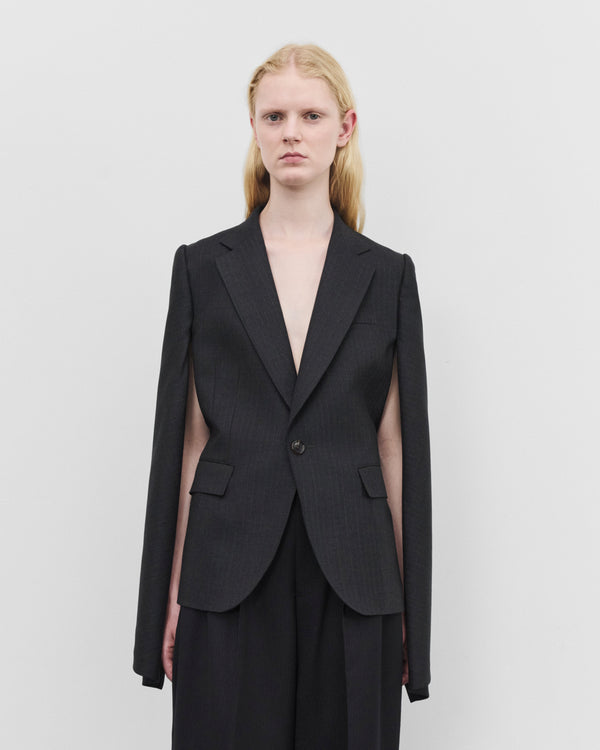 Junya Watanabe - Women's Single Breasted Blazer - (Charcoal Pin Stripe)