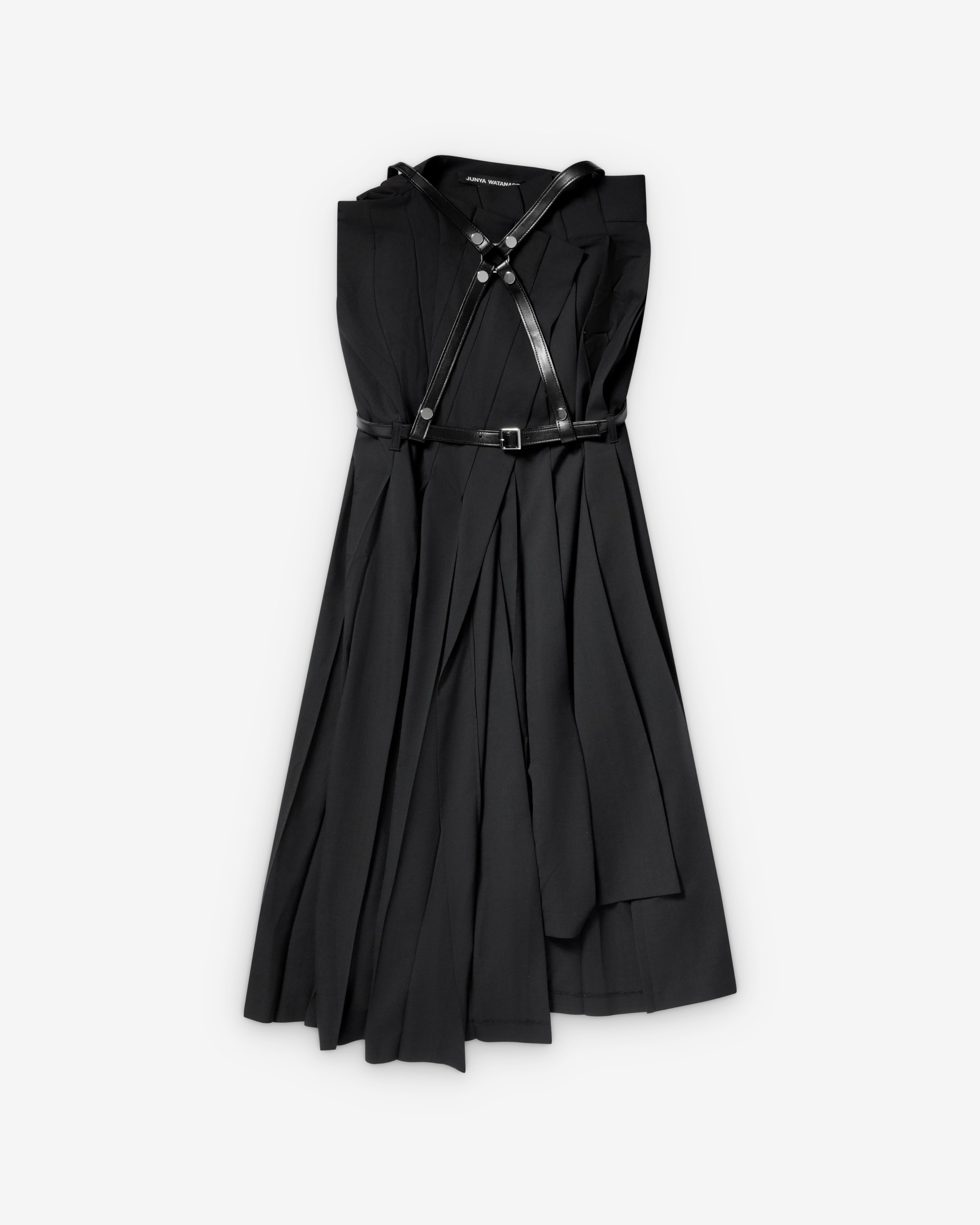 Junya Watanabe: Women's Pleated Dress with Harness (Black) | DSMNY