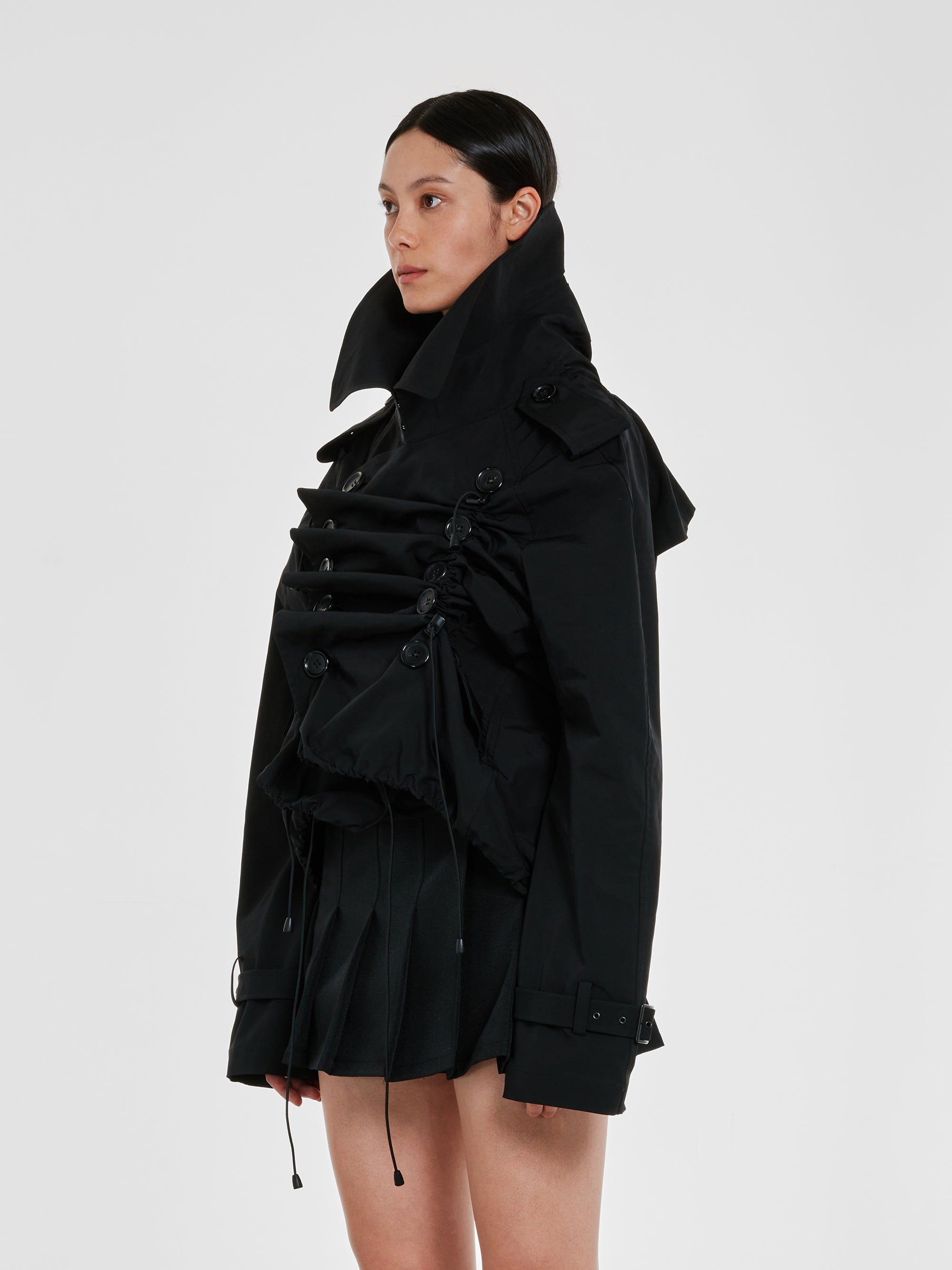 Junya Watanabe - Women's Buttoned Pea Coat - (Black) view 2