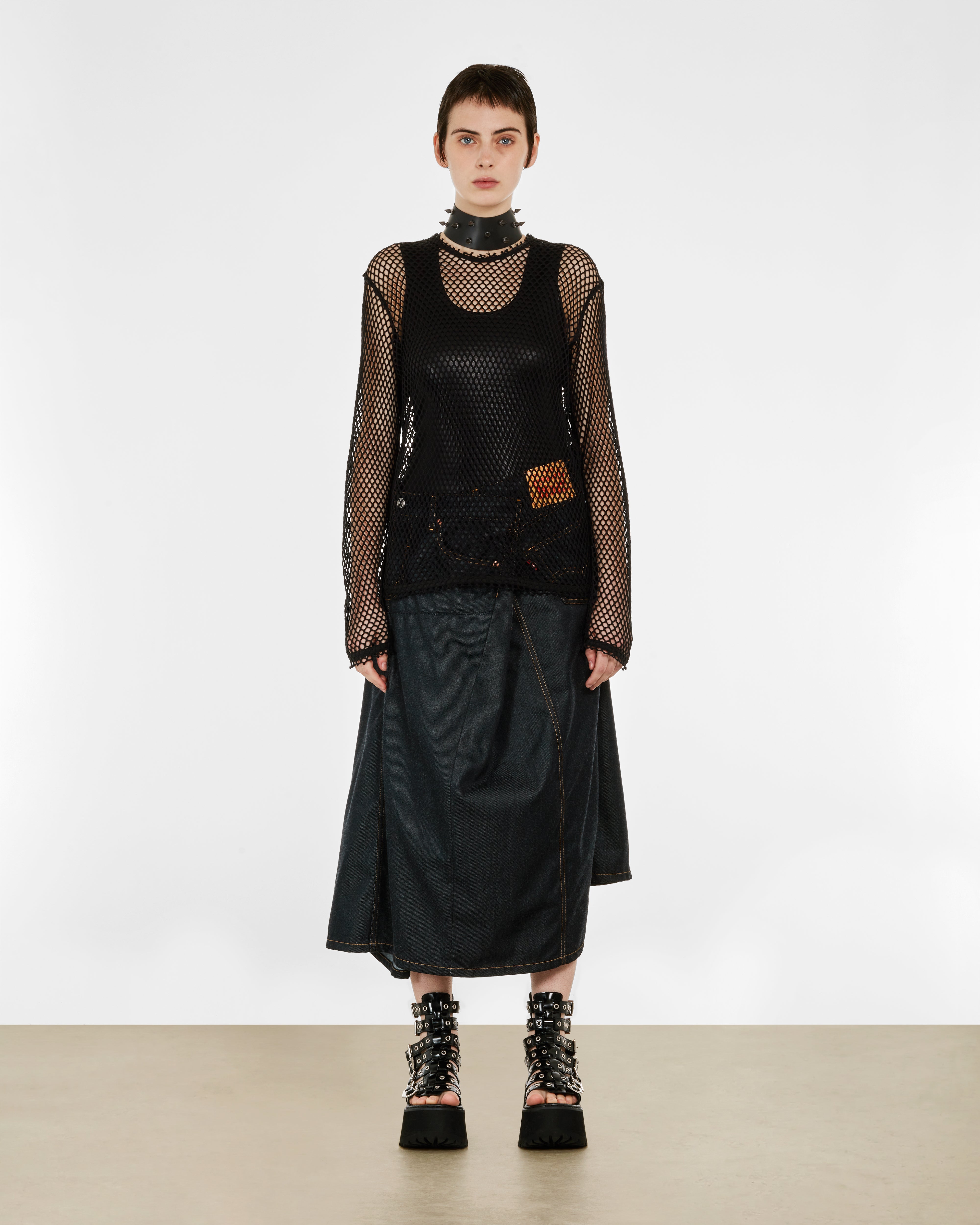 Junya Watanabe: Women's Mesh Long Sleeve Top (Black) | DSMNY E-SHOP