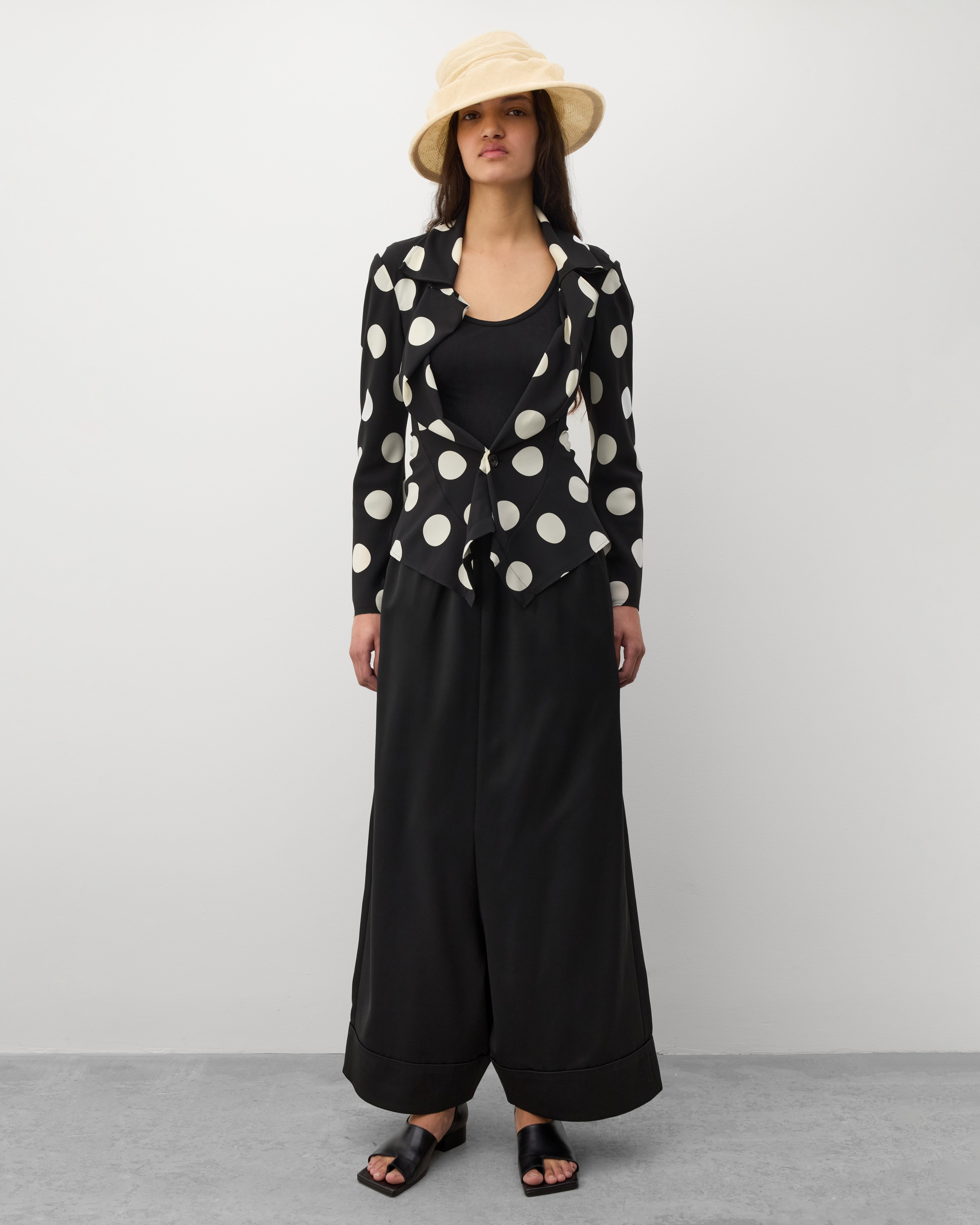 Junya Watanabe: Women's Wide Leg Cuffed Trousers (Black) | DSMNY E