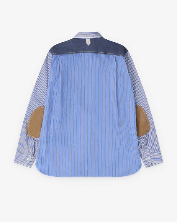 Junya Watanabe Man - Men's Panelled Stripe Shirt - (White/Navy Blue)