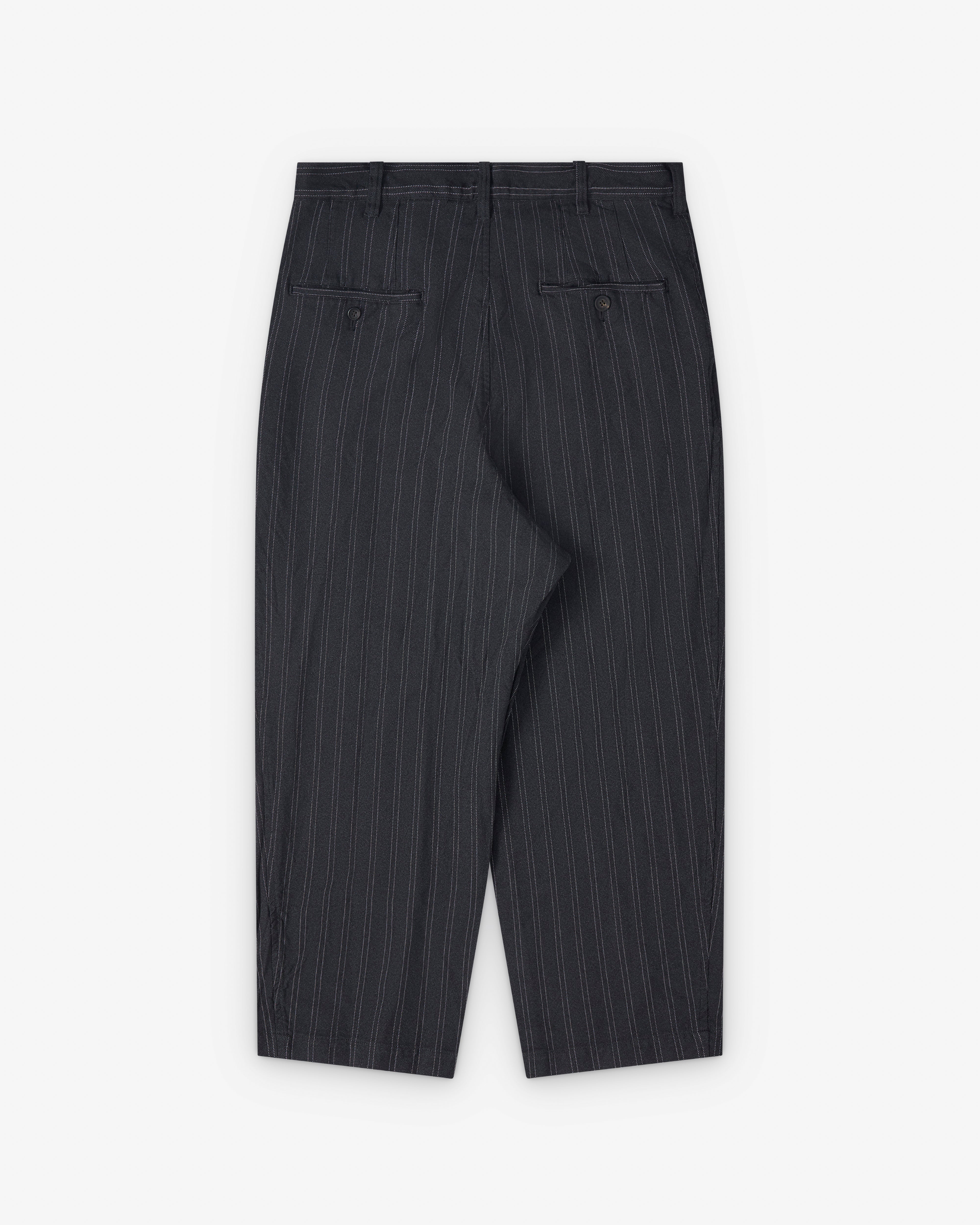 Junya Watanabe Man: Men's Pleated Stripe Trousers (Grey/White