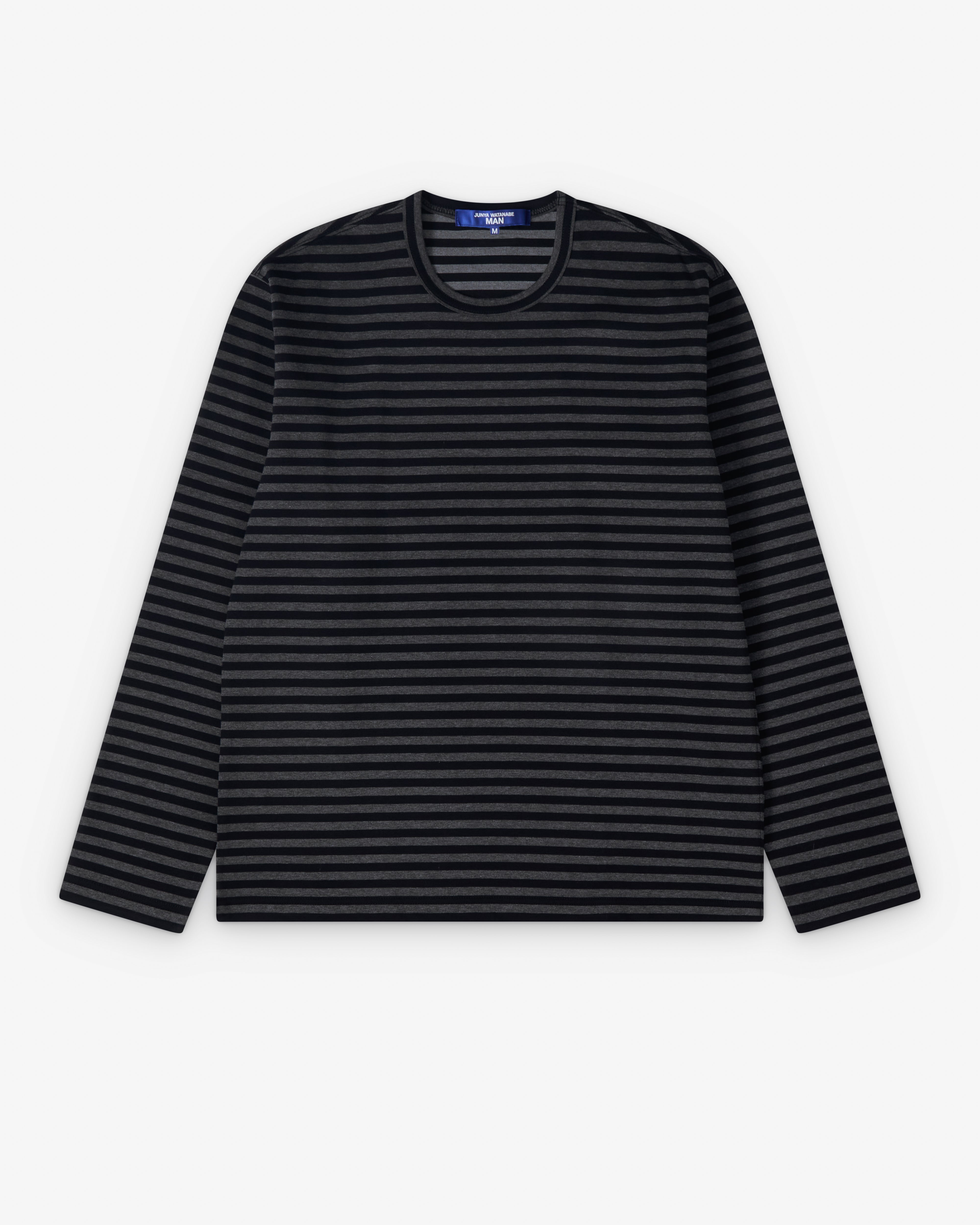 Junya Watanabe Man: Men's Longsleeve Striped T-Shirt (Black/Grey