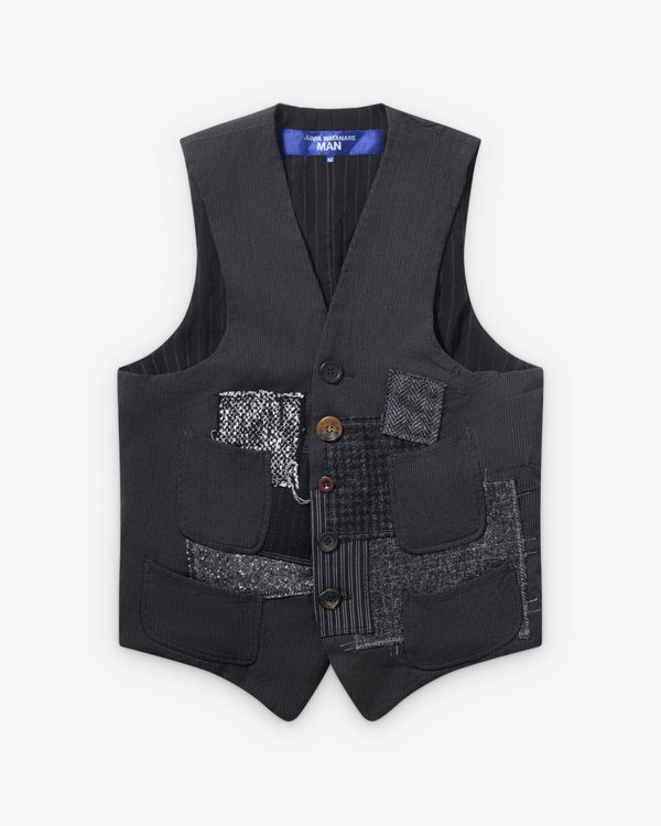 Junya Watanabe Man - Men's Patchwork Vest - (Black/Grey)
