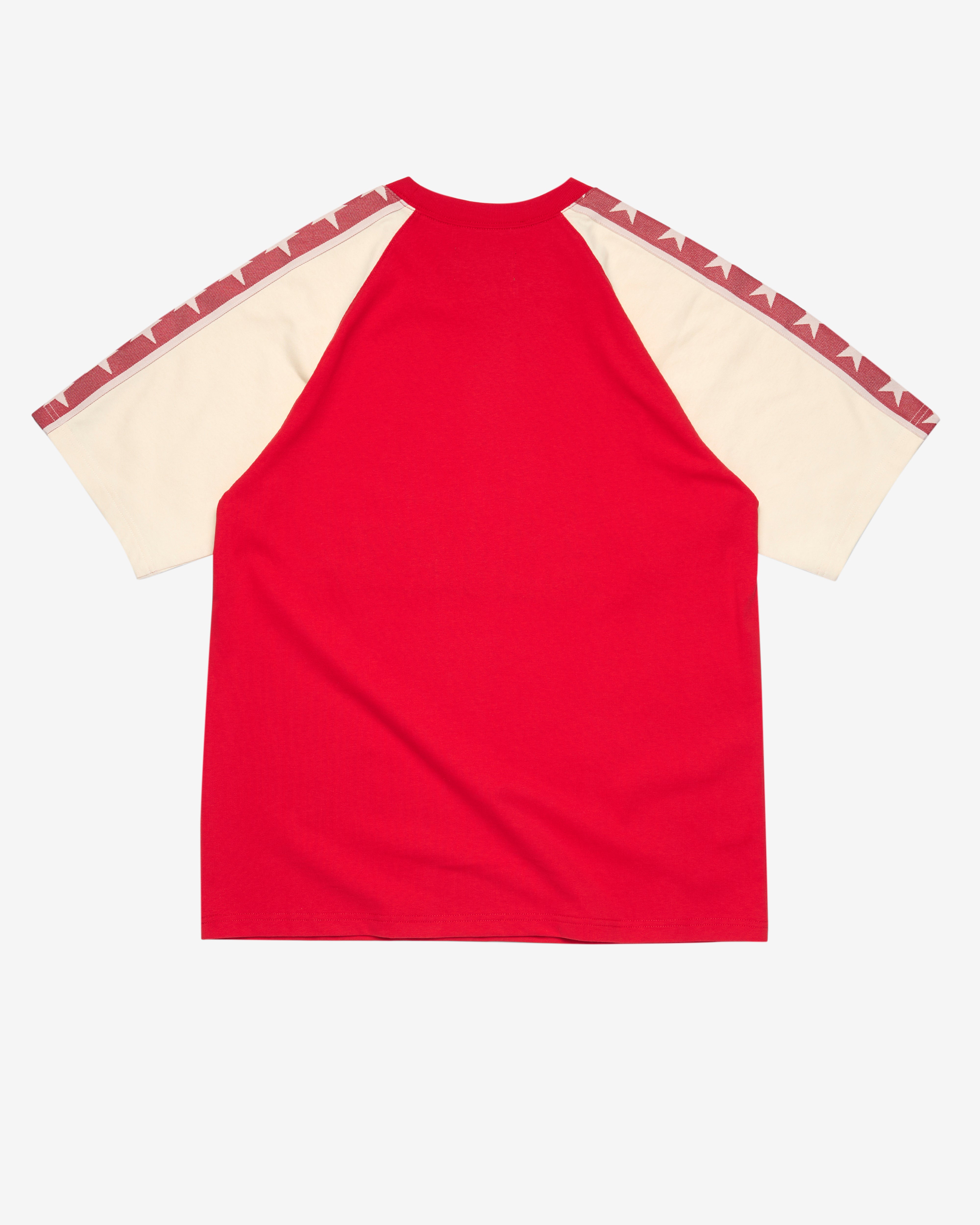 Denim Tears: Men's Jacquard City Short Sleeve T-Shirt (Red