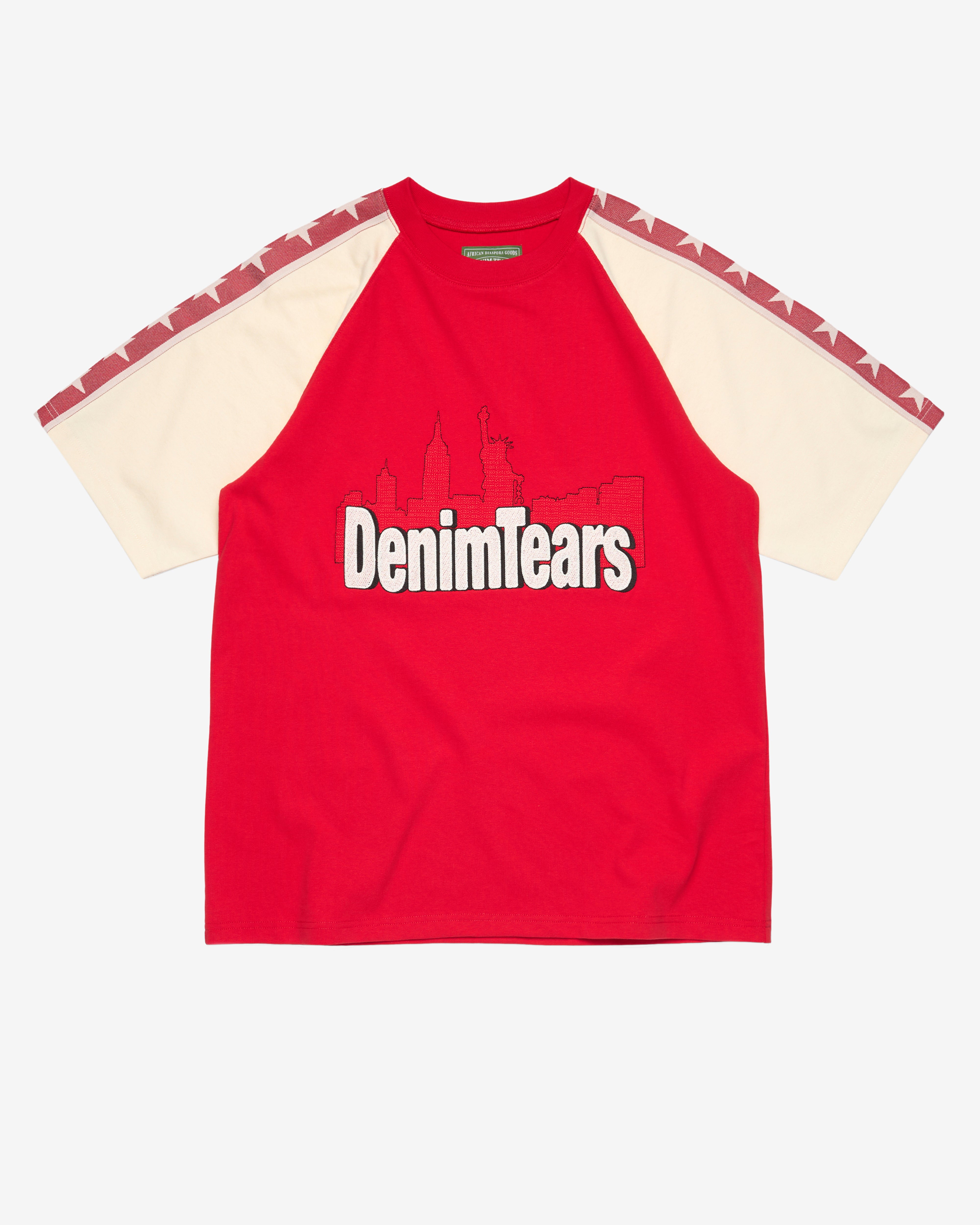 Denim Tears: Men's Jacquard City Short Sleeve T-Shirt (Red