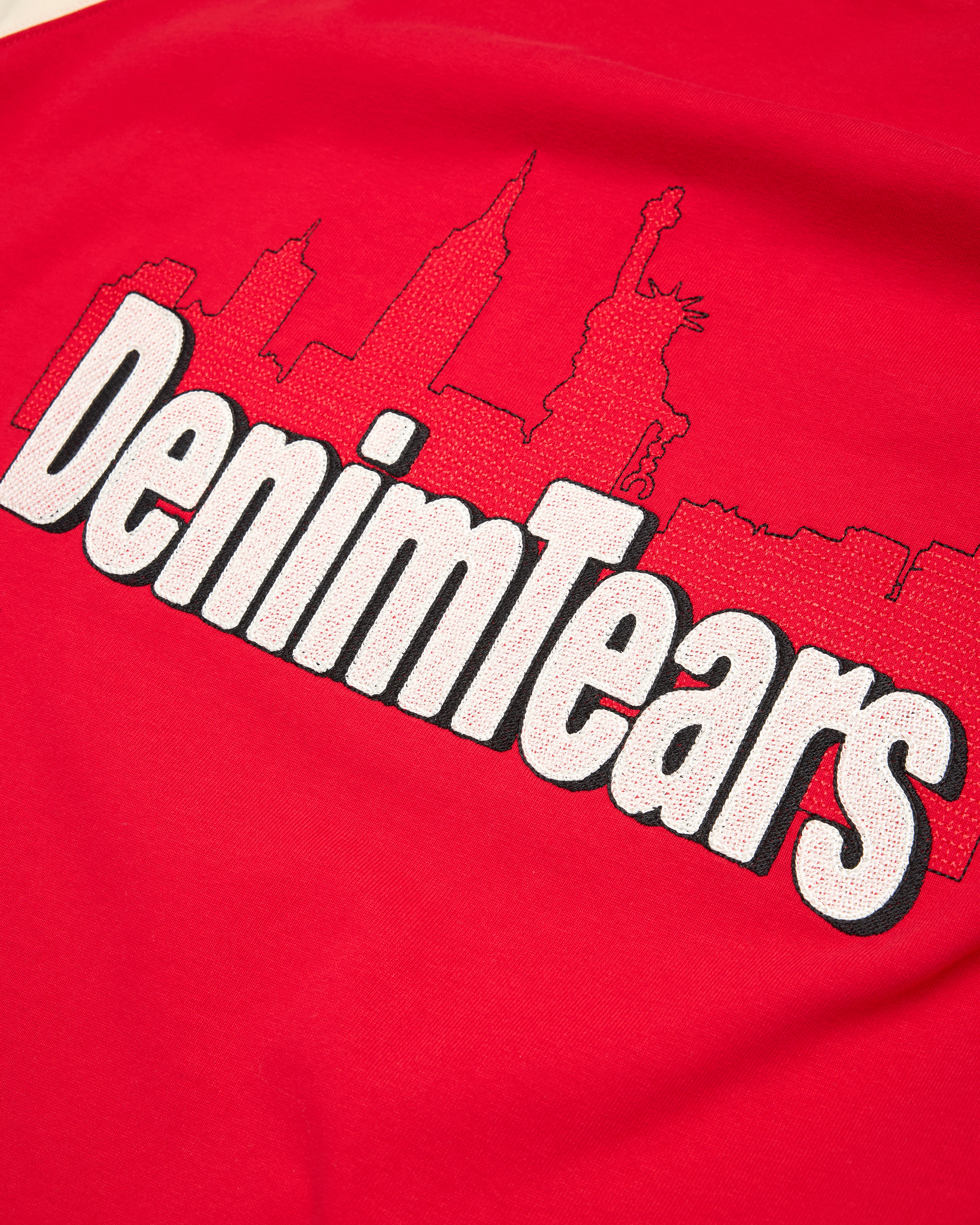 Denim Tears: Men's Jacquard City Short Sleeve T-Shirt (Red
