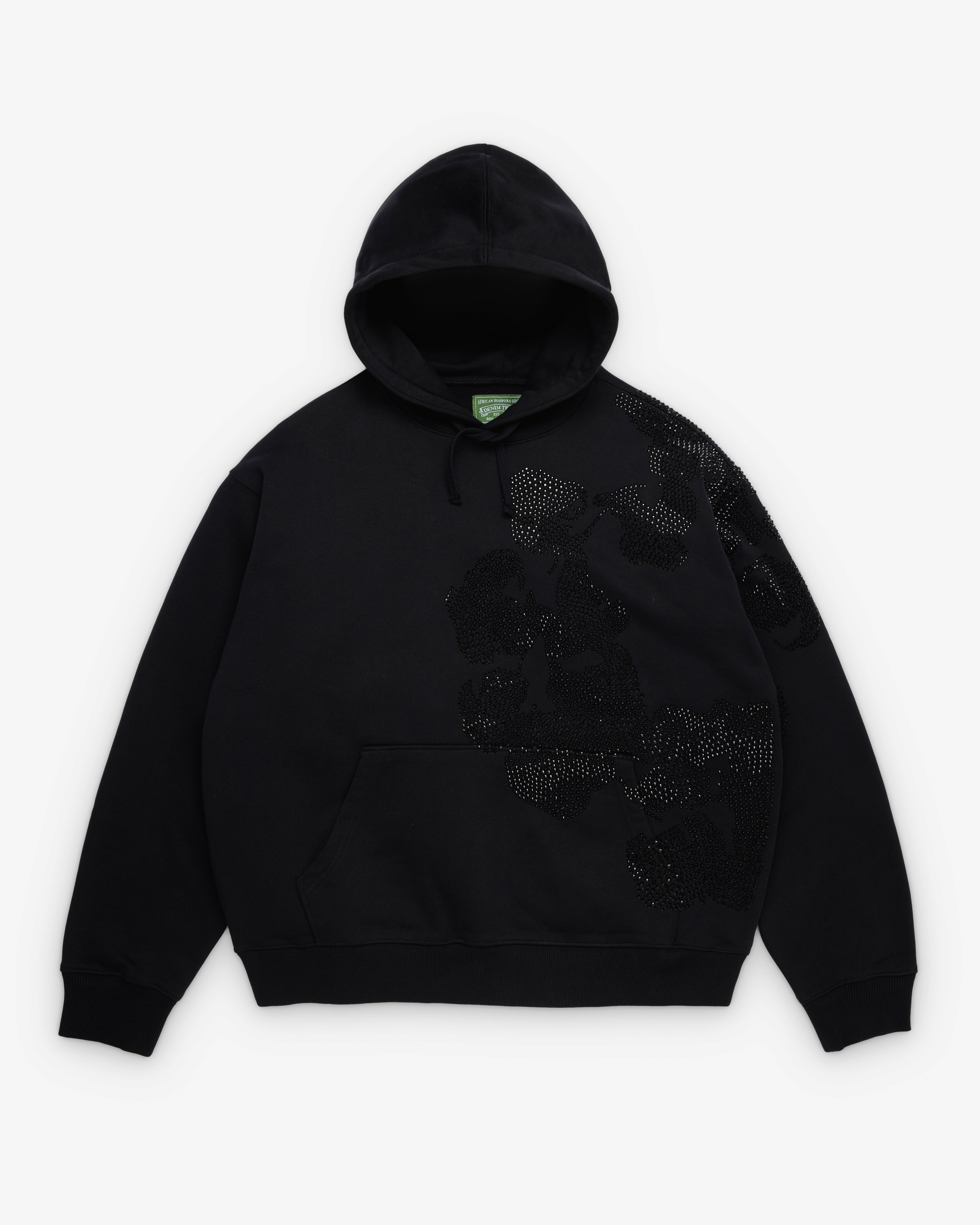 Denim Tears: Men's Jumbo Wreath Pull Over Hoodie (Black) | DSMNY E