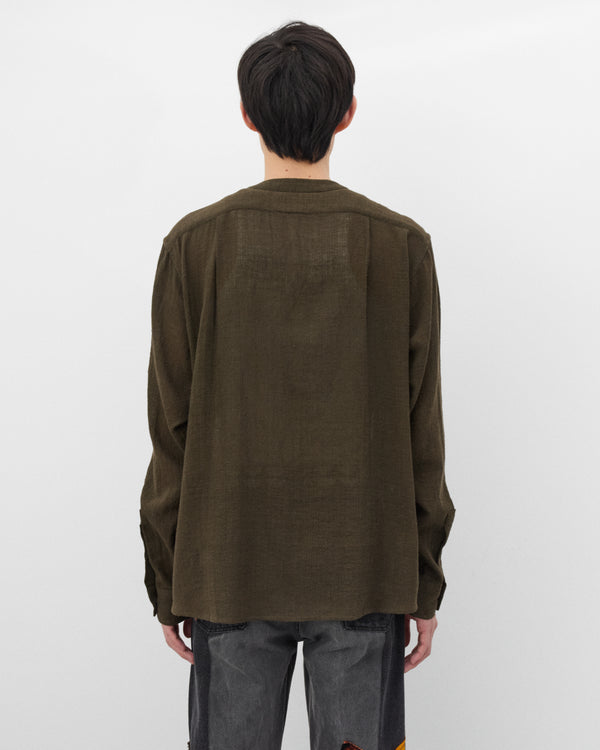 Kartik Research - Men's Band Collar Shirt - (Bark/Gold)