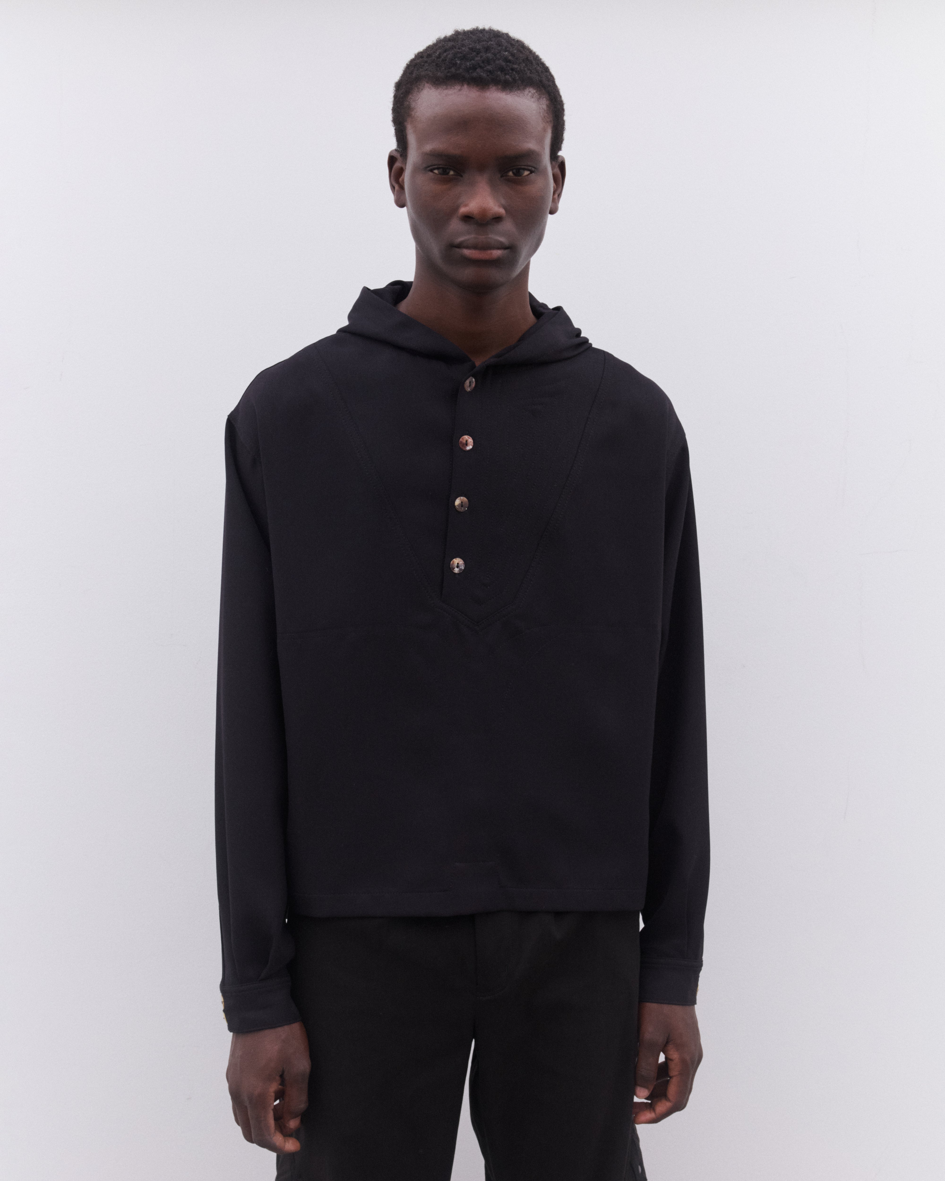 Kiko Kostadinov: Men's Slatina Hooded Top (Black) | DSMNY E-SHOP