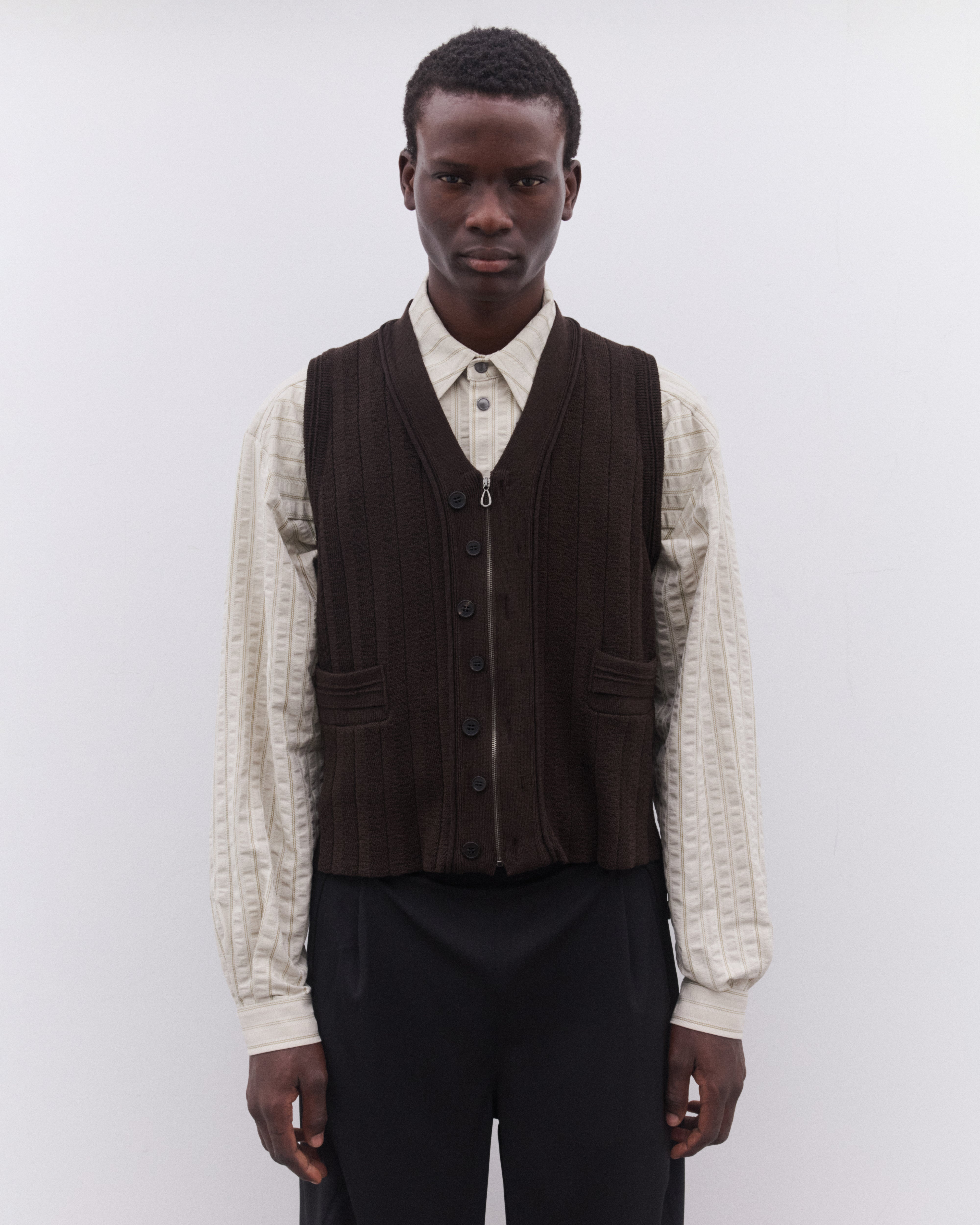 Kiko Kostadinov 22ss ジップニットベスト Kiko Kostadinov: Men's Fitz Knit Vest (Maroon) | DSMNY E-SHOP
