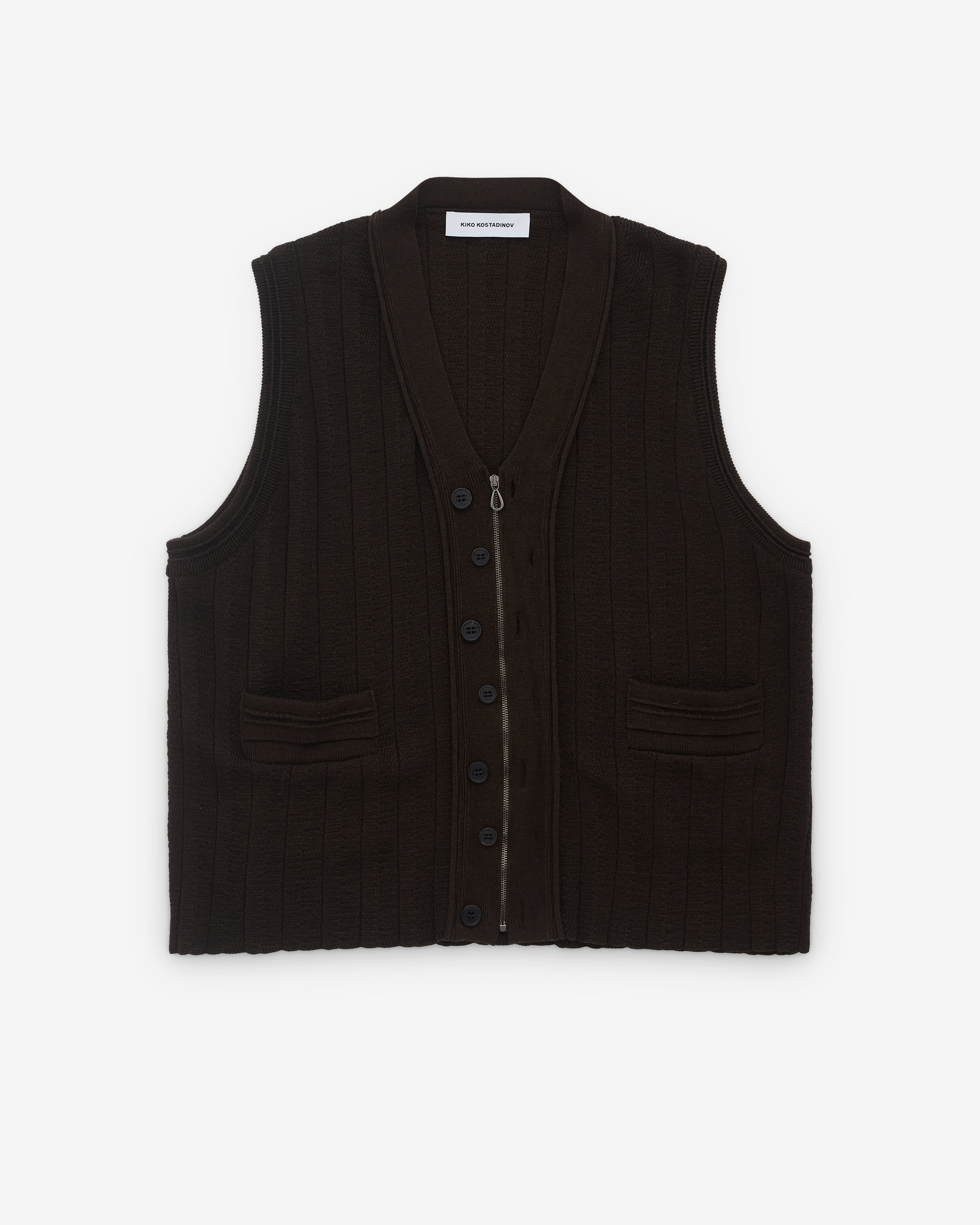 Kiko Kostadinov: Men's Fitz Knit Vest (Maroon) | DSMNY E-SHOP