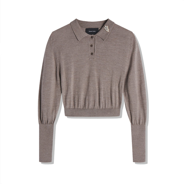 Simone Rocha - Women's Merino Silk Knit Polo Sweater - (Clay-Pear)