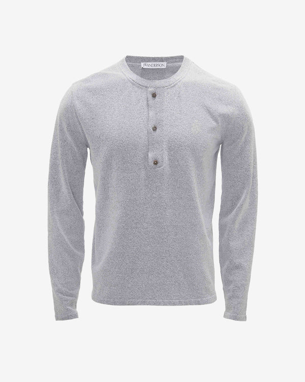 JW Anderson - Men's Boucle Henley Top - (Light Grey)