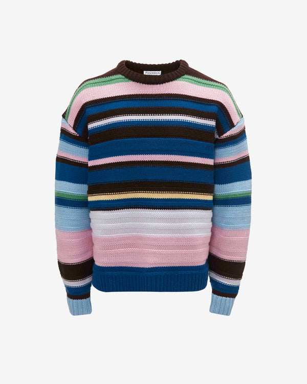 JW Anderson - Men's Stripe Crew Neck Sweater - (Blue/Multi)