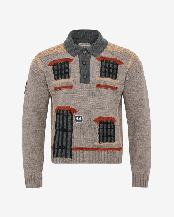 JW Anderson - Men's House Polo Jumper - (Beige Melange)