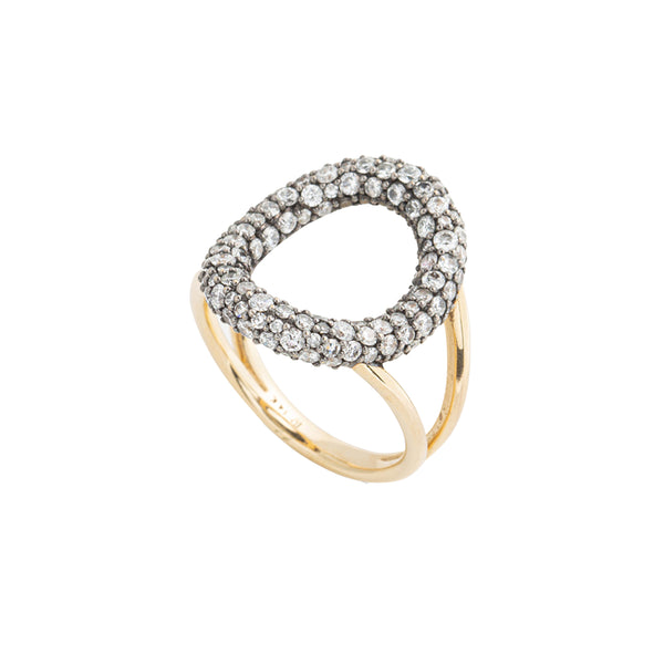 Lucy Delius - Signature Diamond Pavé Oval Ring - (Yellow Gold)