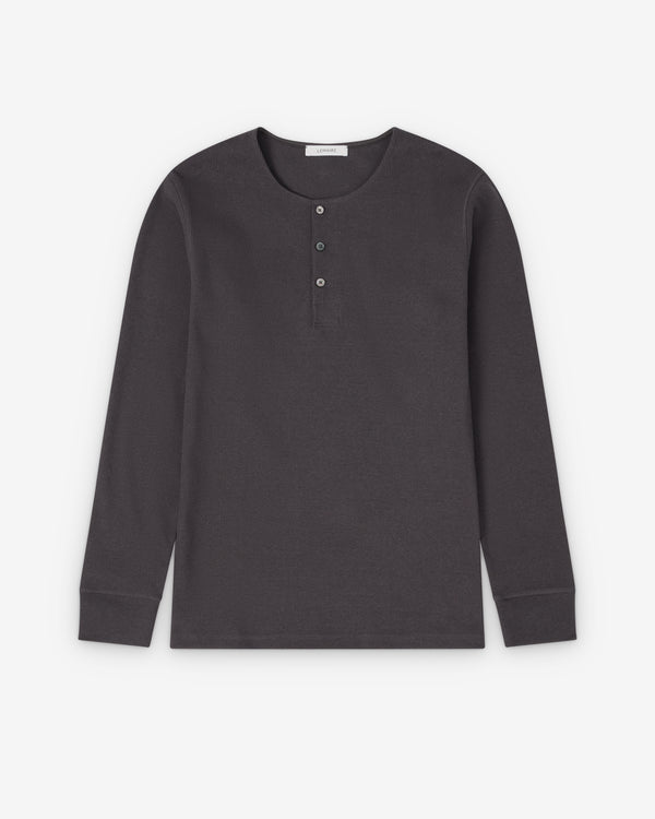Lemaire - Men's Long Sleeve Henley - (Basalt)