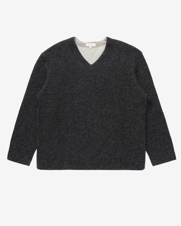 Lady White - Men's V-Neck Snap Sweater - (Charcoal)