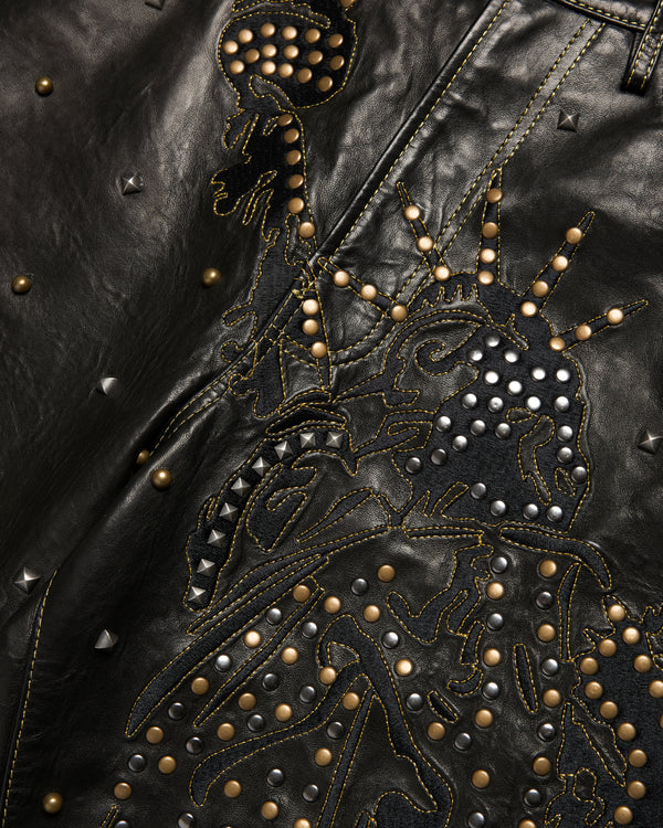 Denim Tears - Men's Lady Liberty Studded Leather Short - (Black)