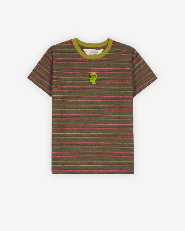 Brain Dead - Women's Pudu Stripe Baby T-Shirt - (Green Multi)