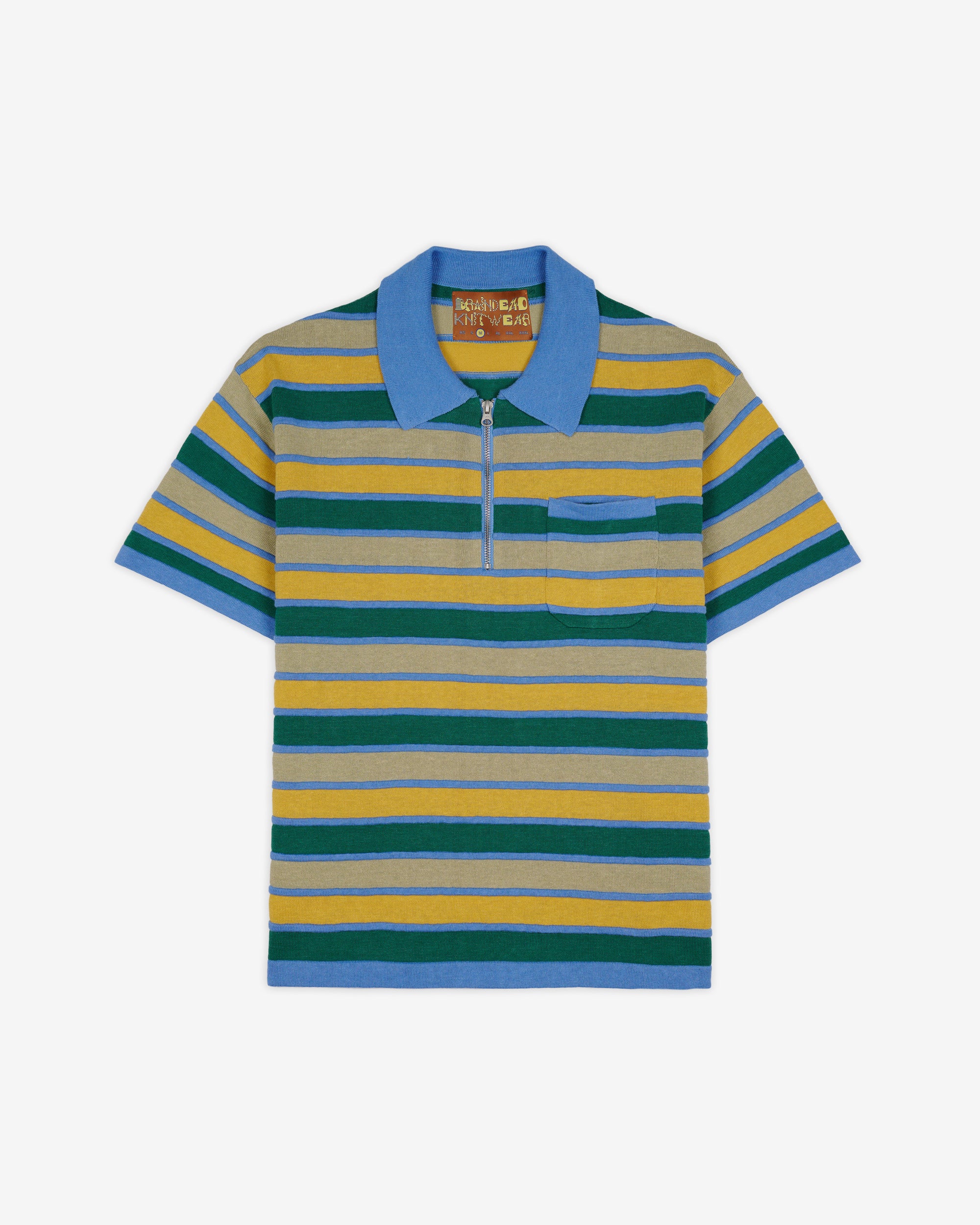Brain Dead - Men's Lifted Stripe Half Zip Shirt - (Yellow) view 1, Click to Zoom in