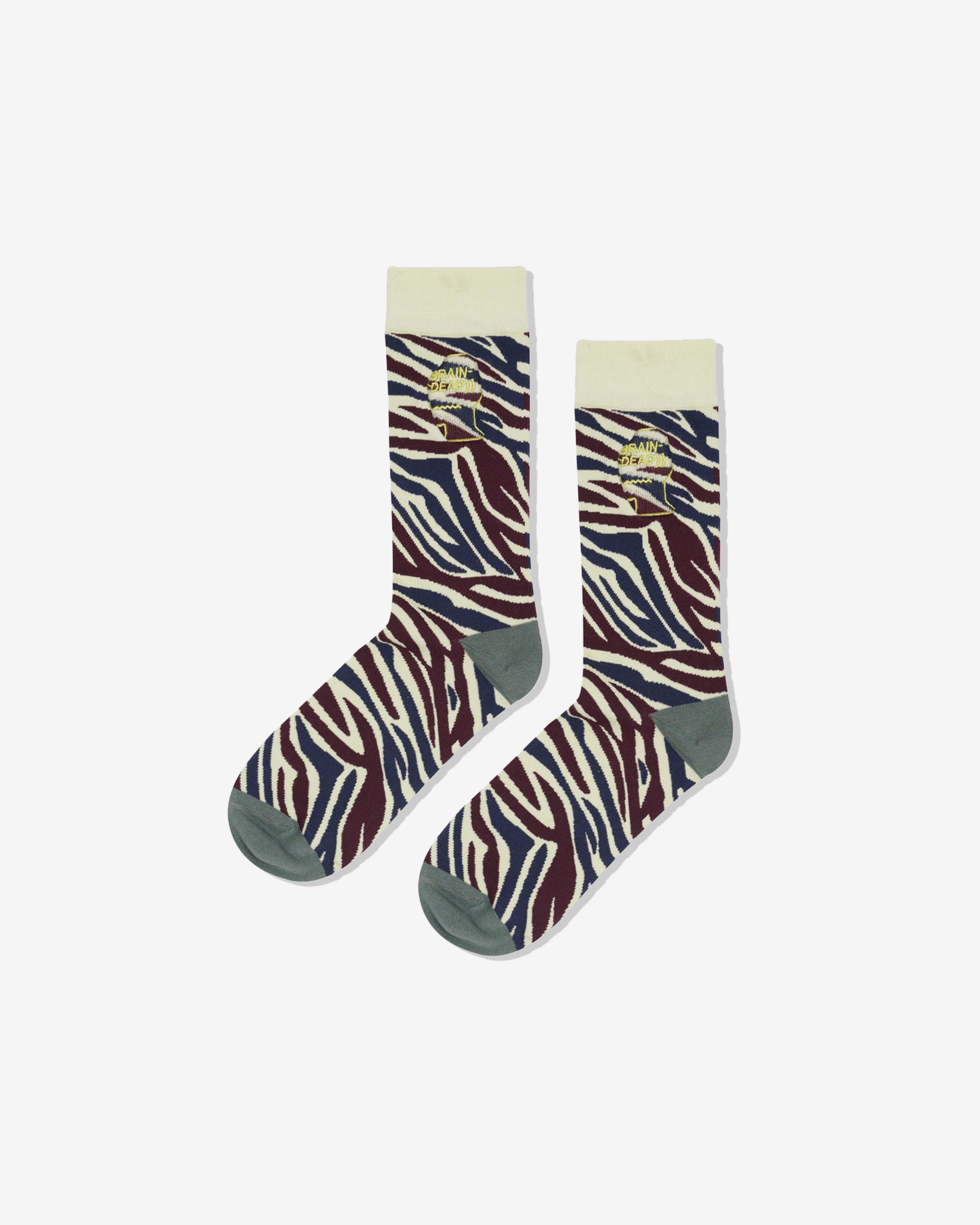 Brain Dead - Men's Logohead Dress Socks - (Multi Zebra) view 2, Click to Zoom in